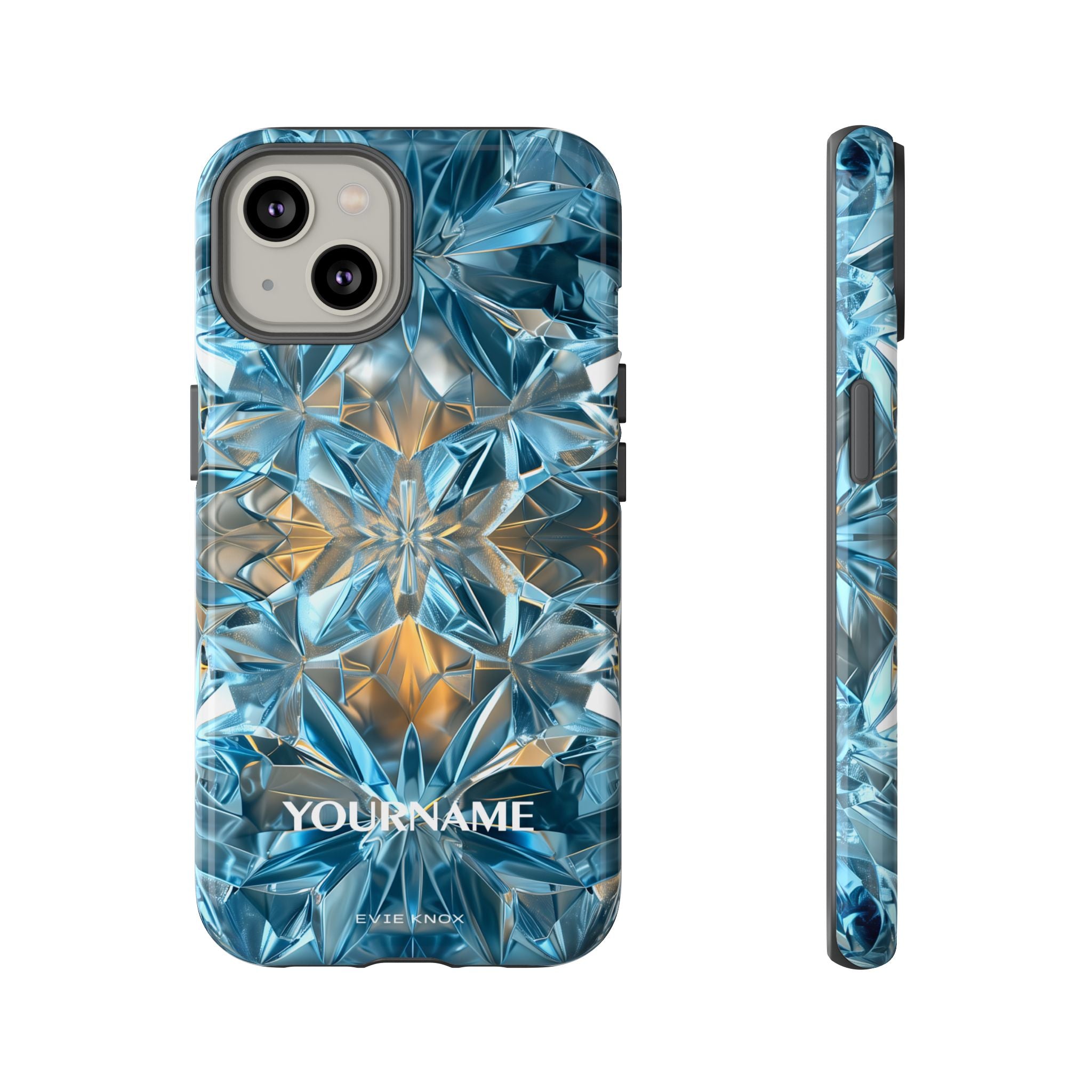 Blue Crystal Kaleidoscope Phone Case — Tough Protective iPhone Cover