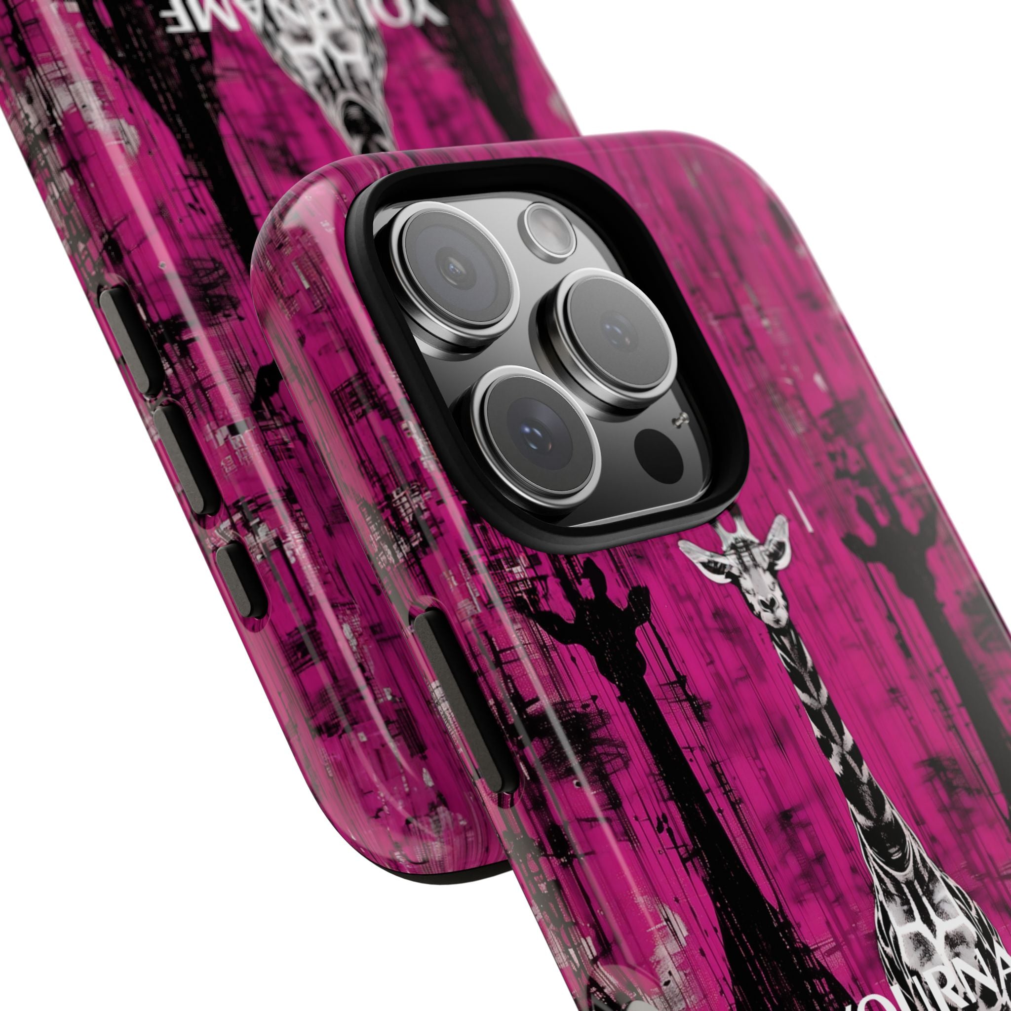 Giraffes on Berry iPhone Tough Case — Glossy Full‑Wrap Protection