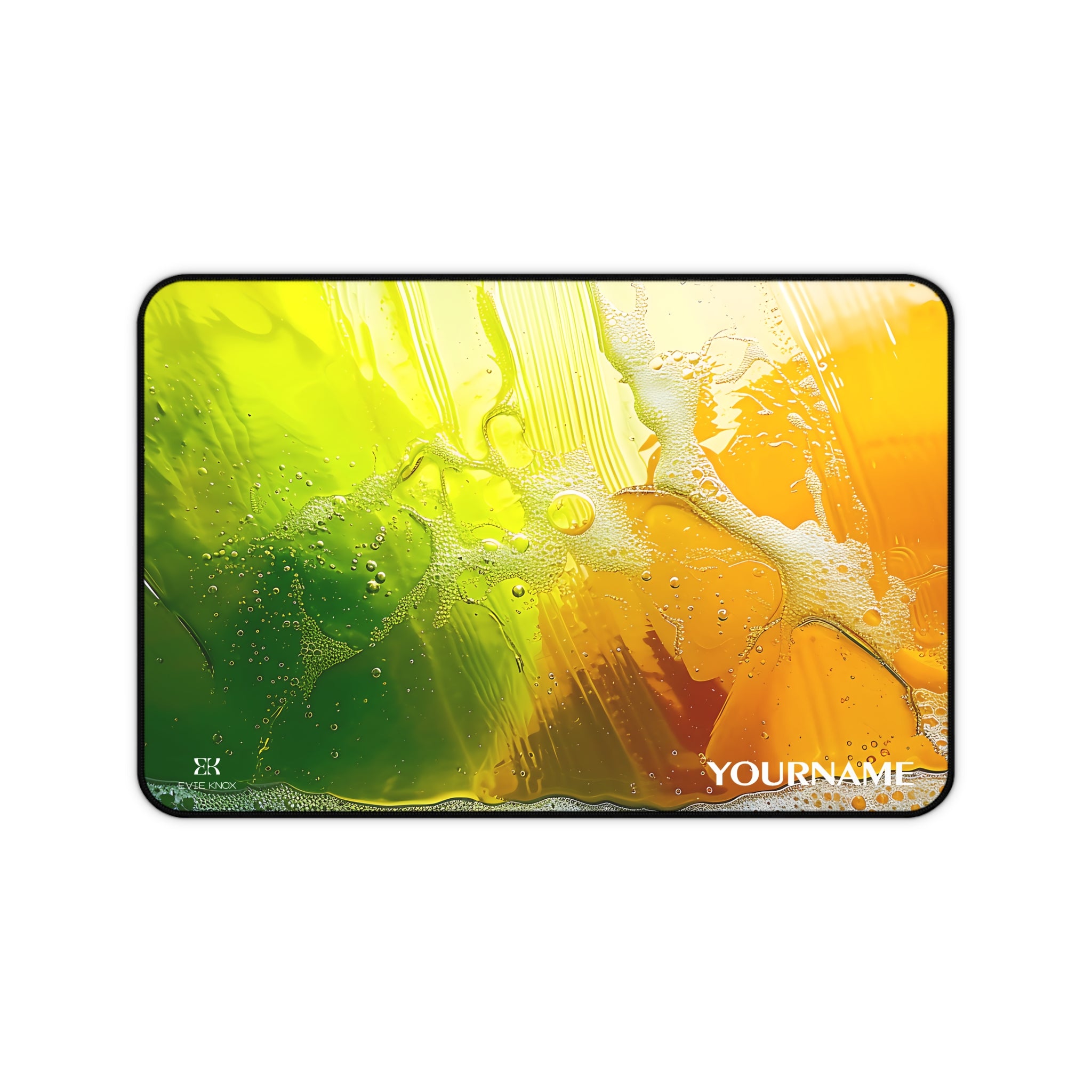 Translucent Summer Soap Desk Mat — Vibrant Green & Orange Mouse Pad