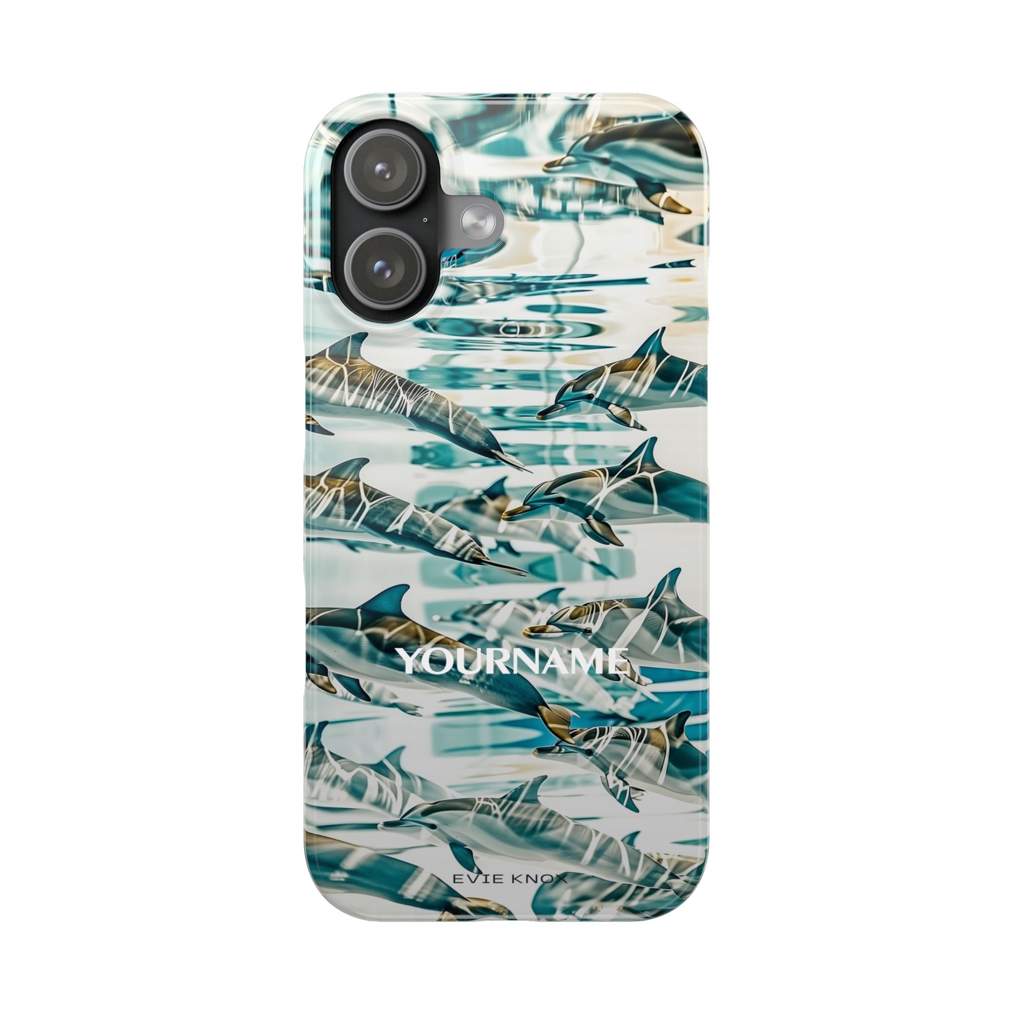 Dolphin Wave Slim Phone Case — Personalized Ocean Pattern
