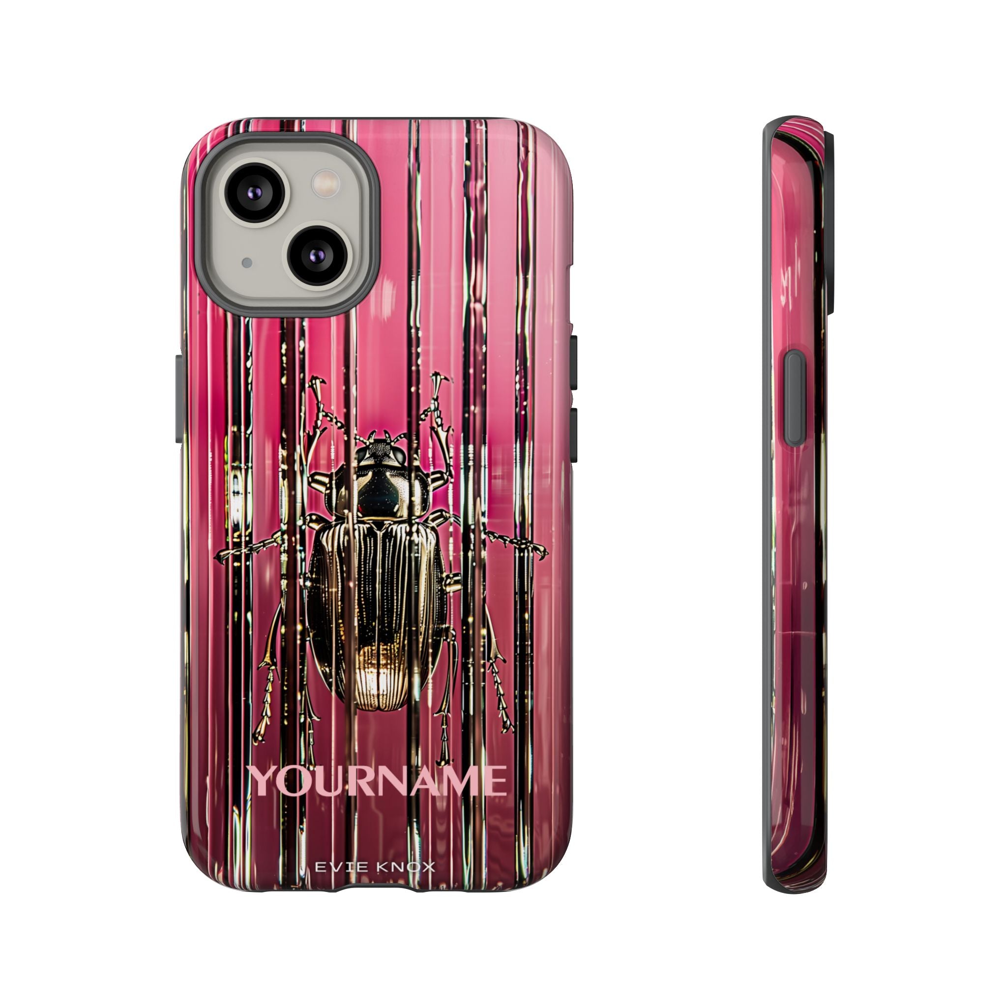 Pink Silver Beetle In Art Glass Tough iPhone Case