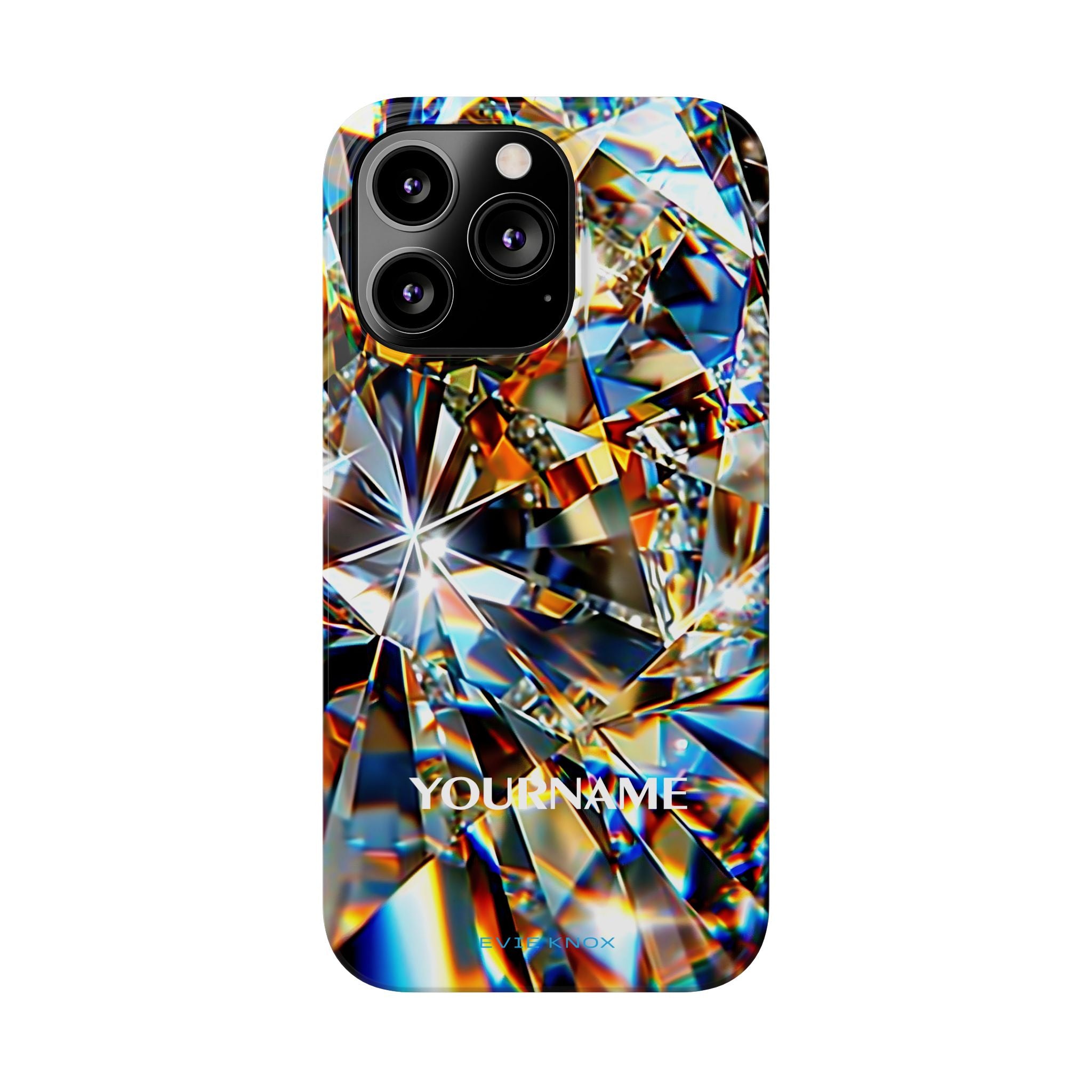 Crystal Facet Slim Phone Case — Iridescent Diamond Pattern