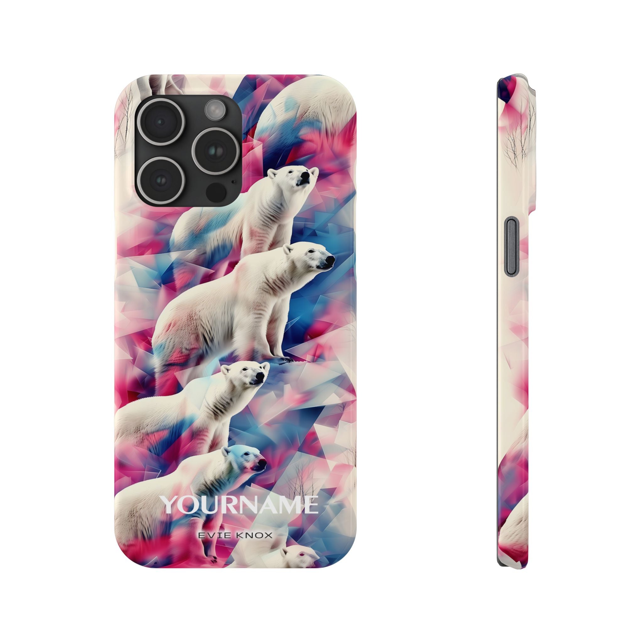 Polar Bear Prism Slim Phone Case — Colorful Personalizable Arctic Design