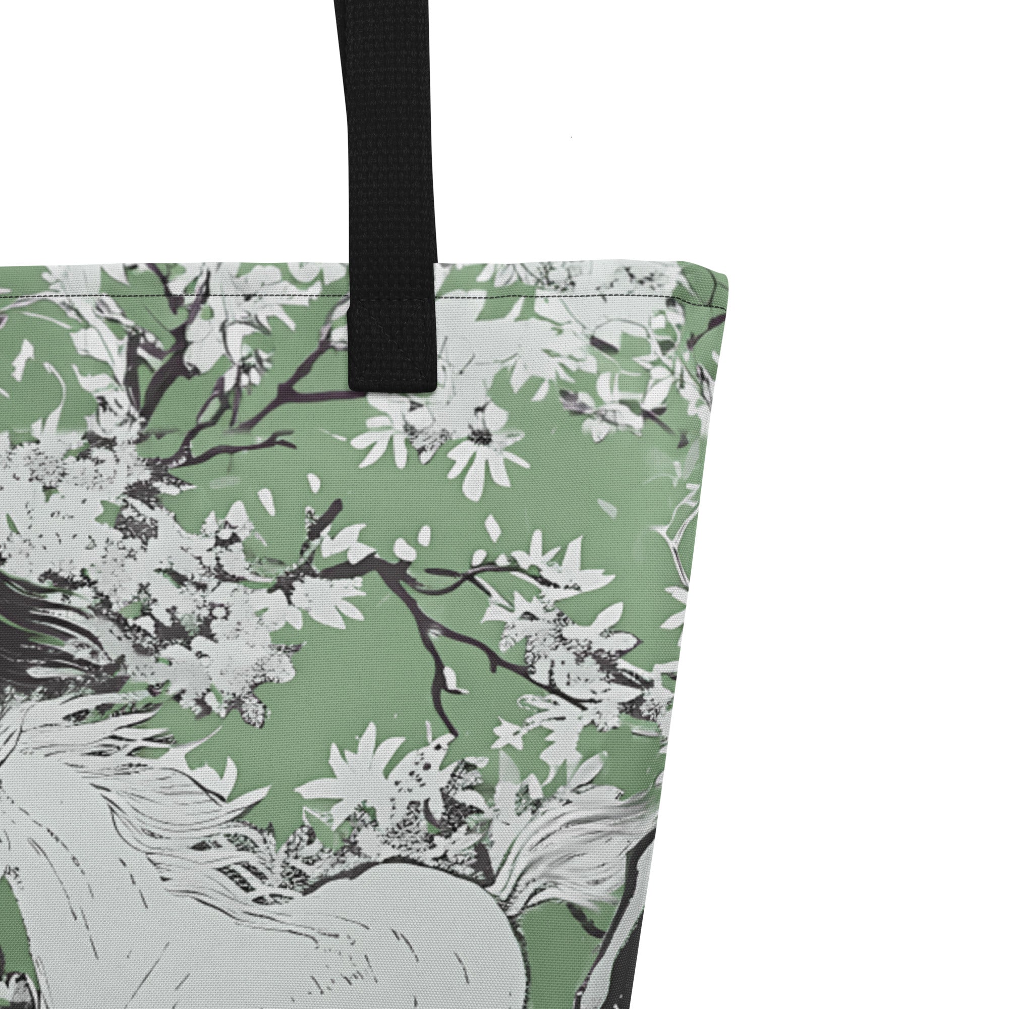 Stallion Stampede On Blossom Field Large Tote Bag