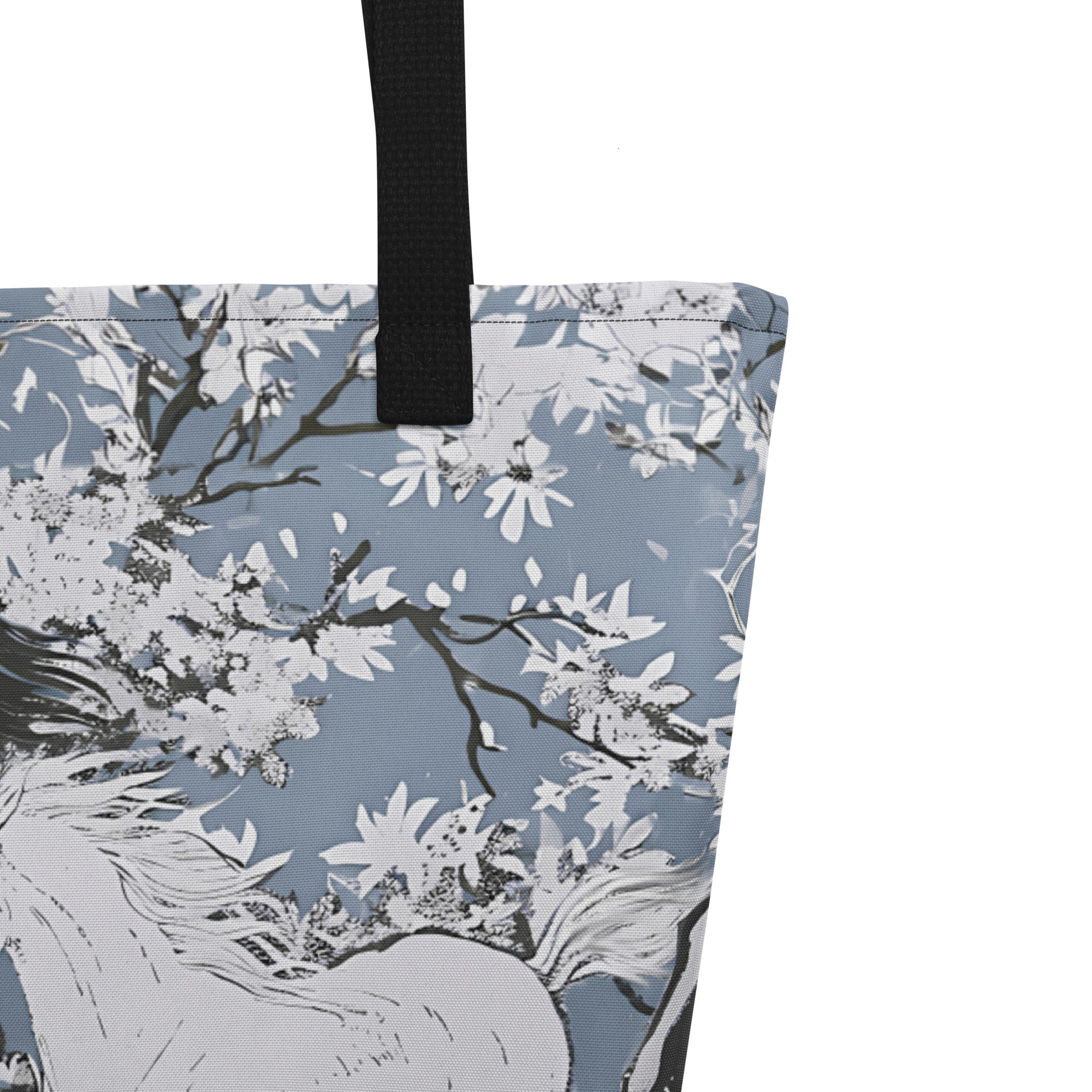 Stallion Stampede On Blossom Field Large Tote Bag