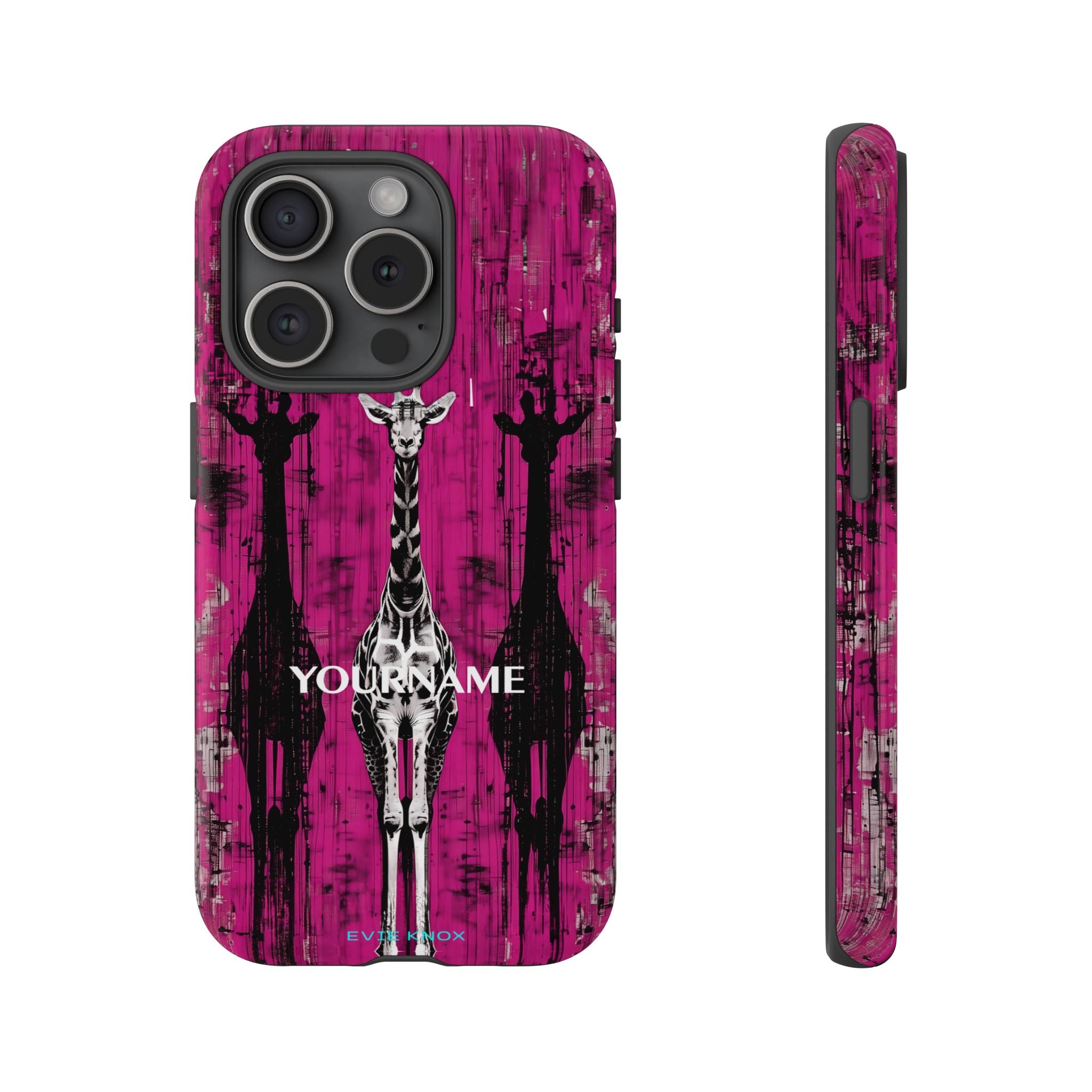 Giraffes on Berry iPhone Tough Case — Glossy Full‑Wrap Protection