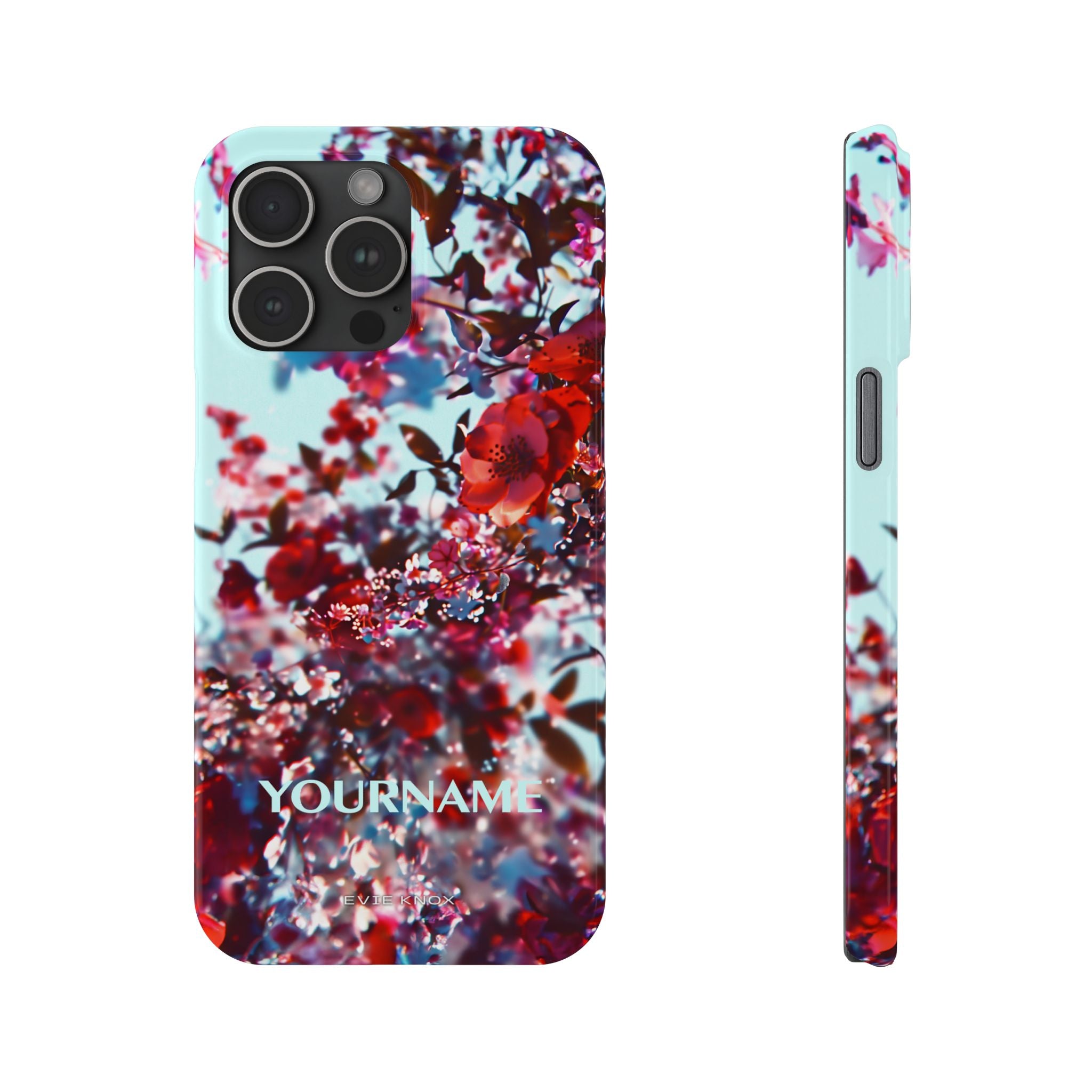 Red Cherry Blossom Floral Slim iPhone Case