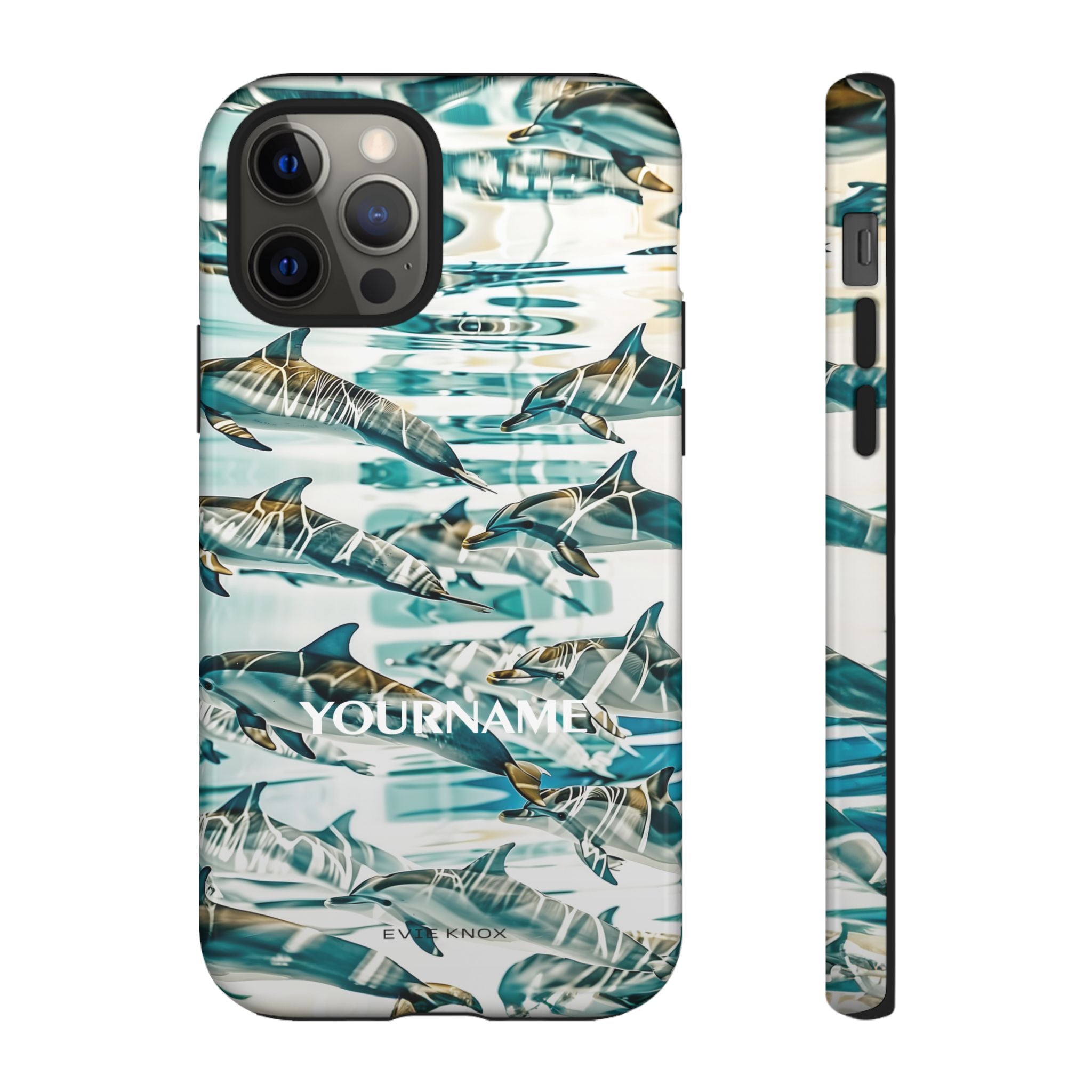 Dolphin Wave Tough Phone Case — Personalized Ocean Print