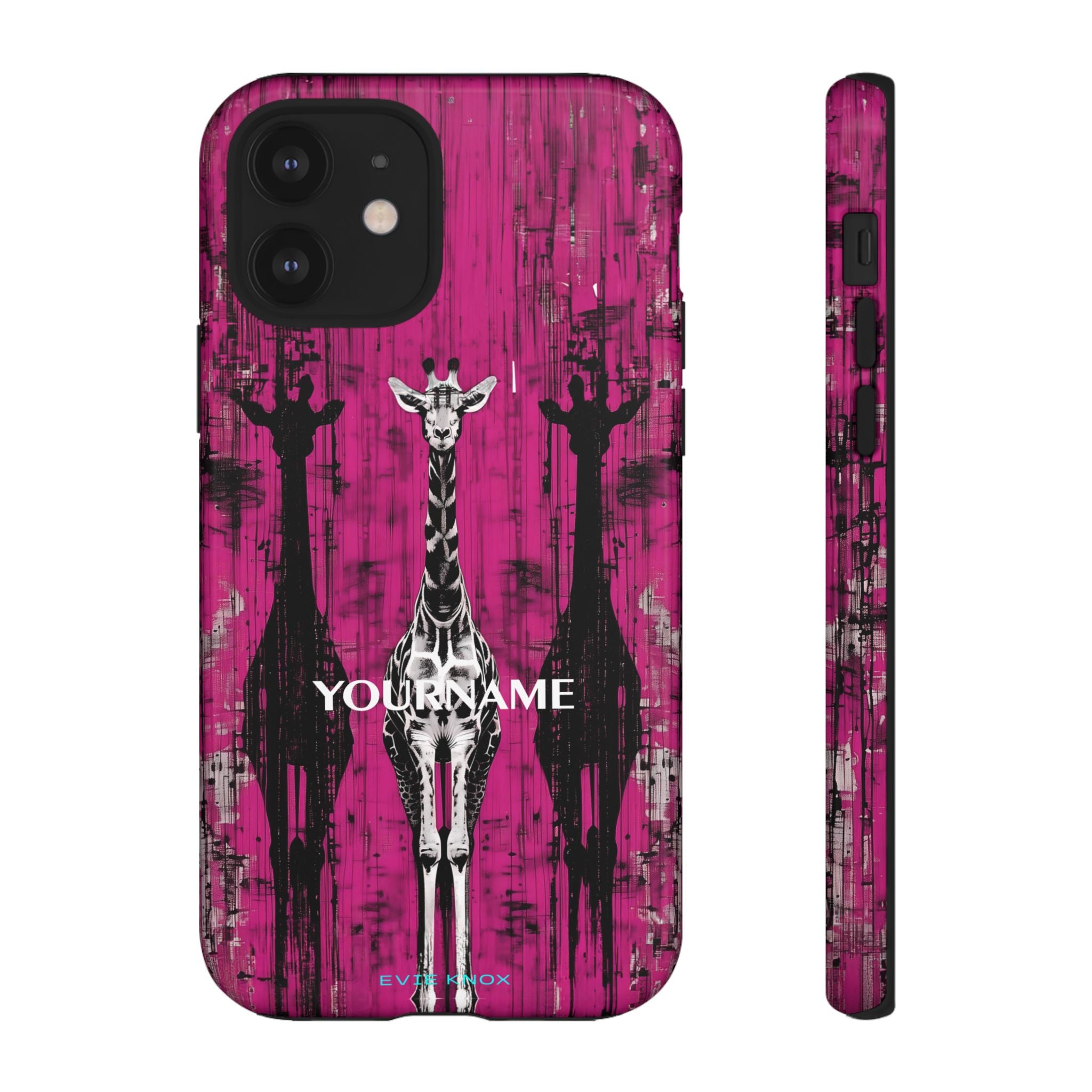 Giraffes on Berry iPhone Tough Case — Glossy Full‑Wrap Protection