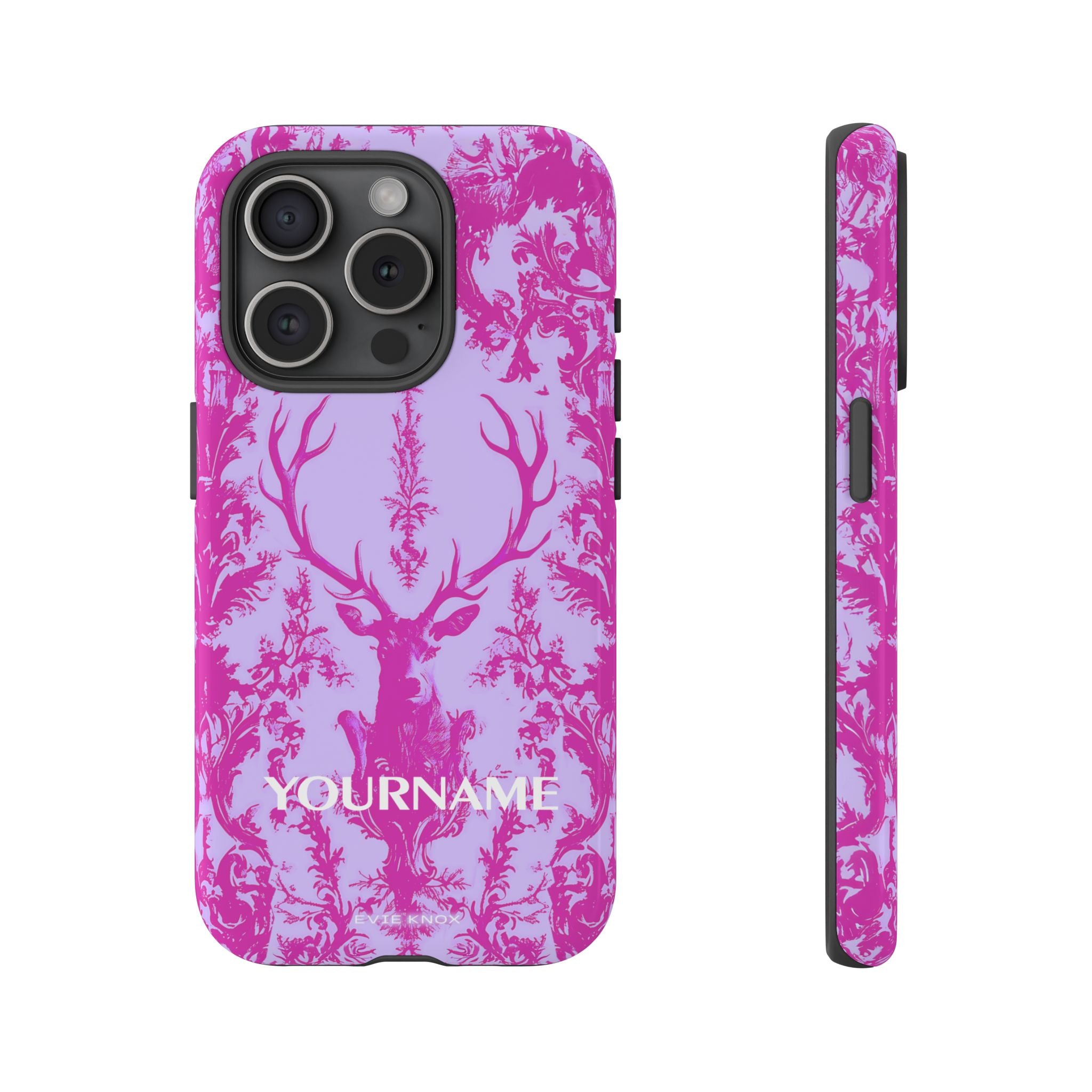 Pink Baroque Deer Tough iPhone Case — Floral Antler Pattern