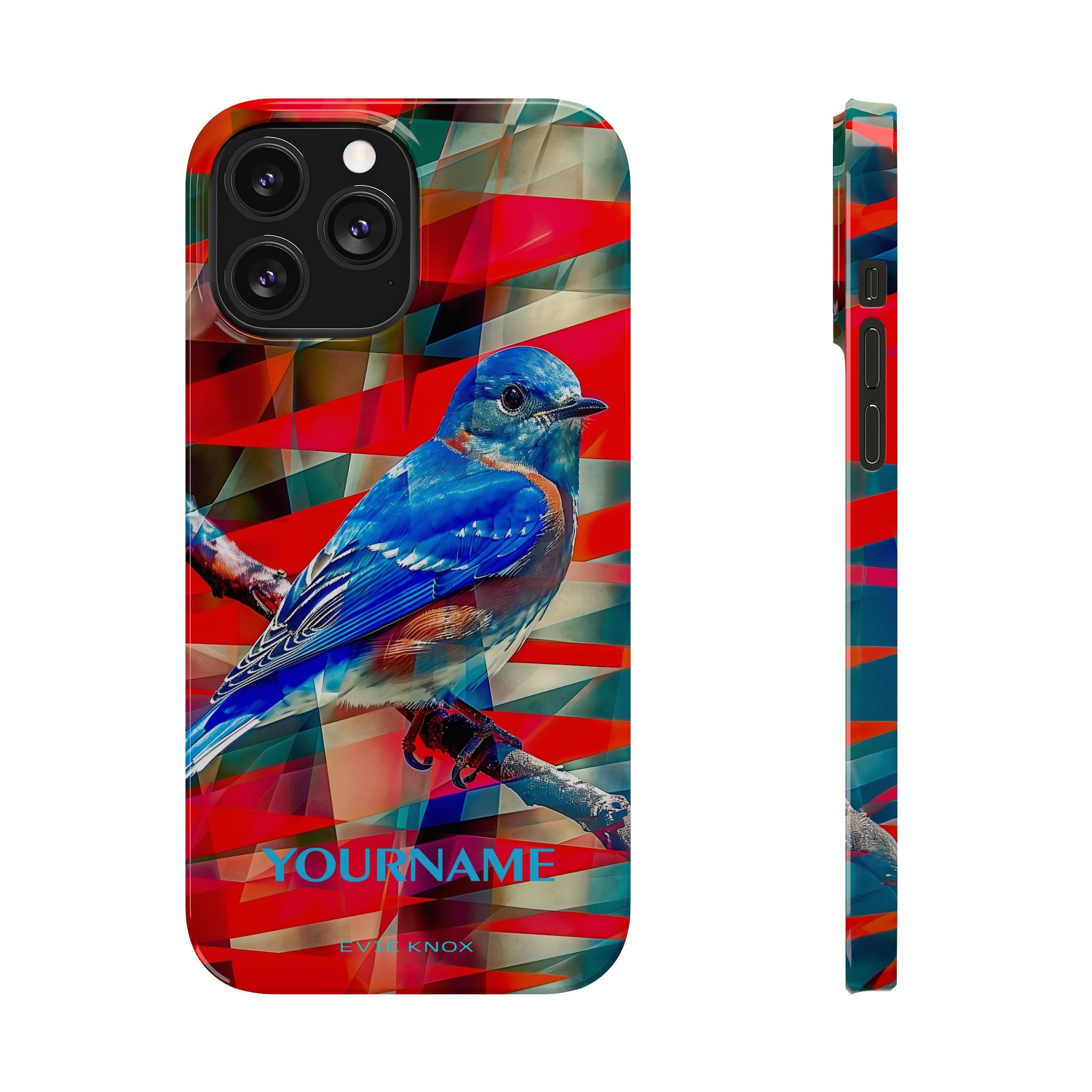 Bluebird Slim Phone Case — Vibrant Geometric Nature Design
