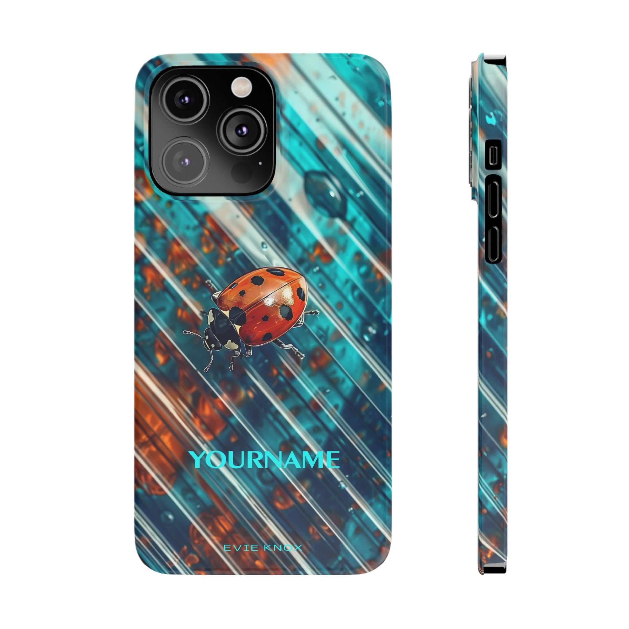Little Lady Ladybug on Blue Protective Slim Phone Case