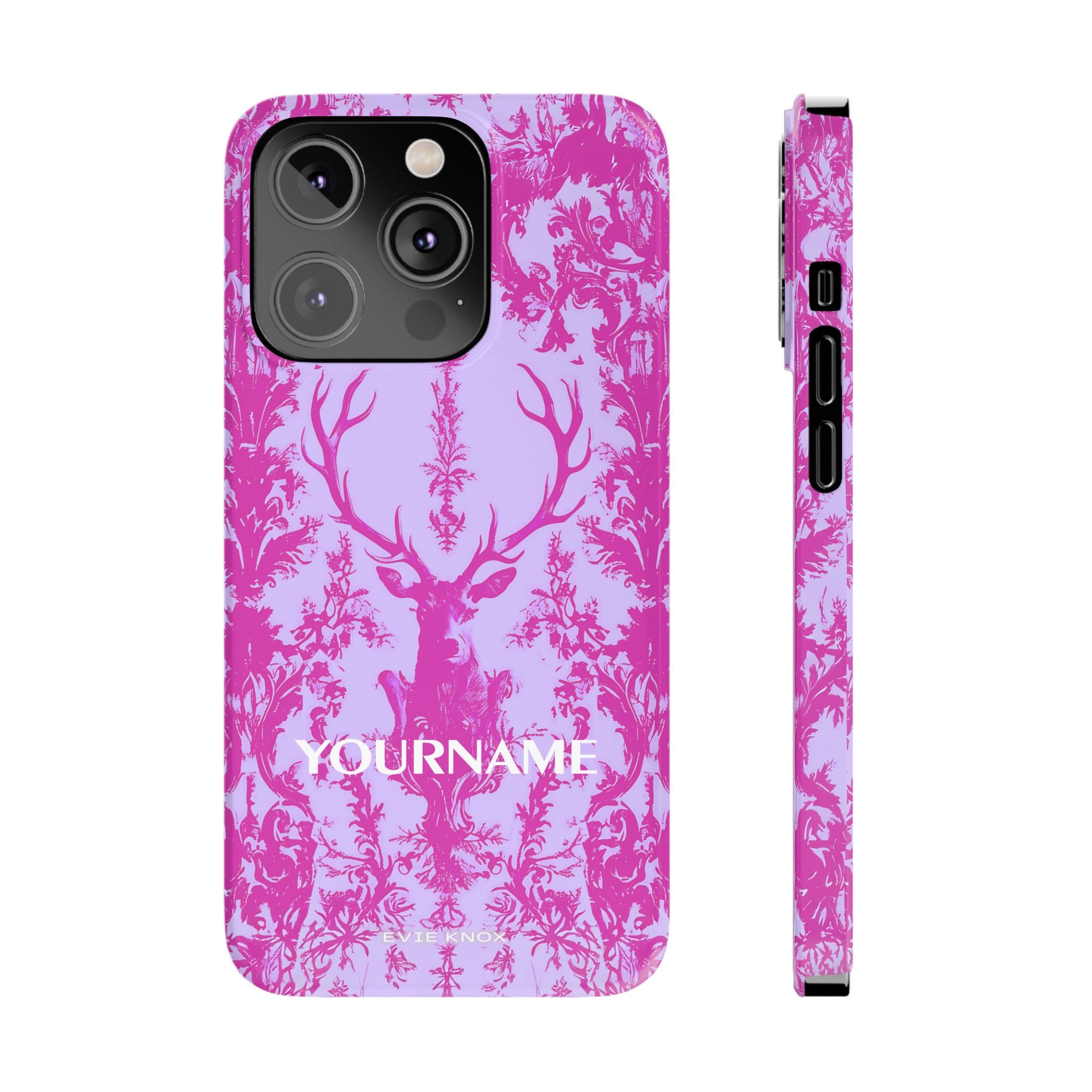 Pink Baroque Deer Slim iPhone Case — Floral Antler Pattern