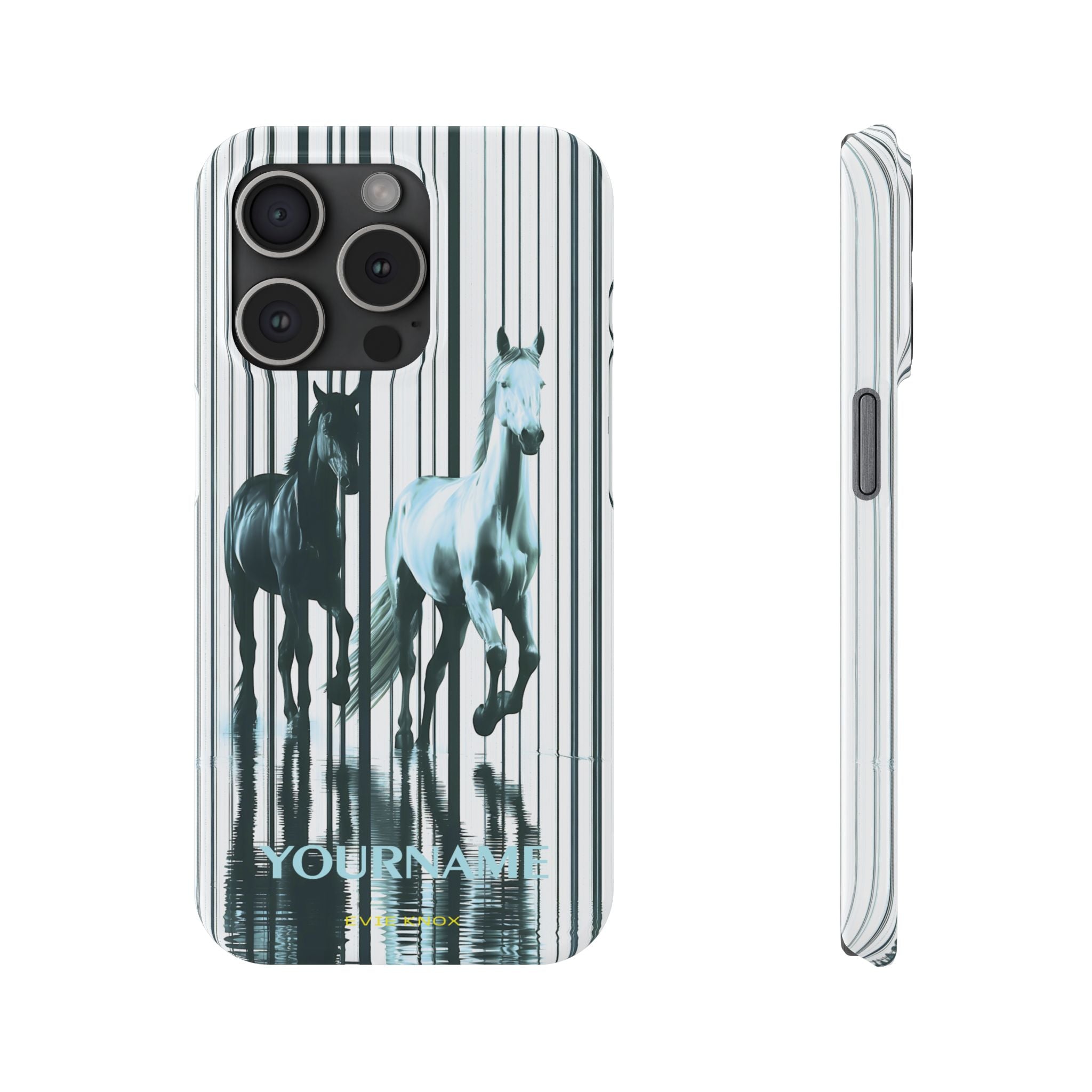 Stallion Mirage Slim iPhone Case – Galloping Horse Black & White Design