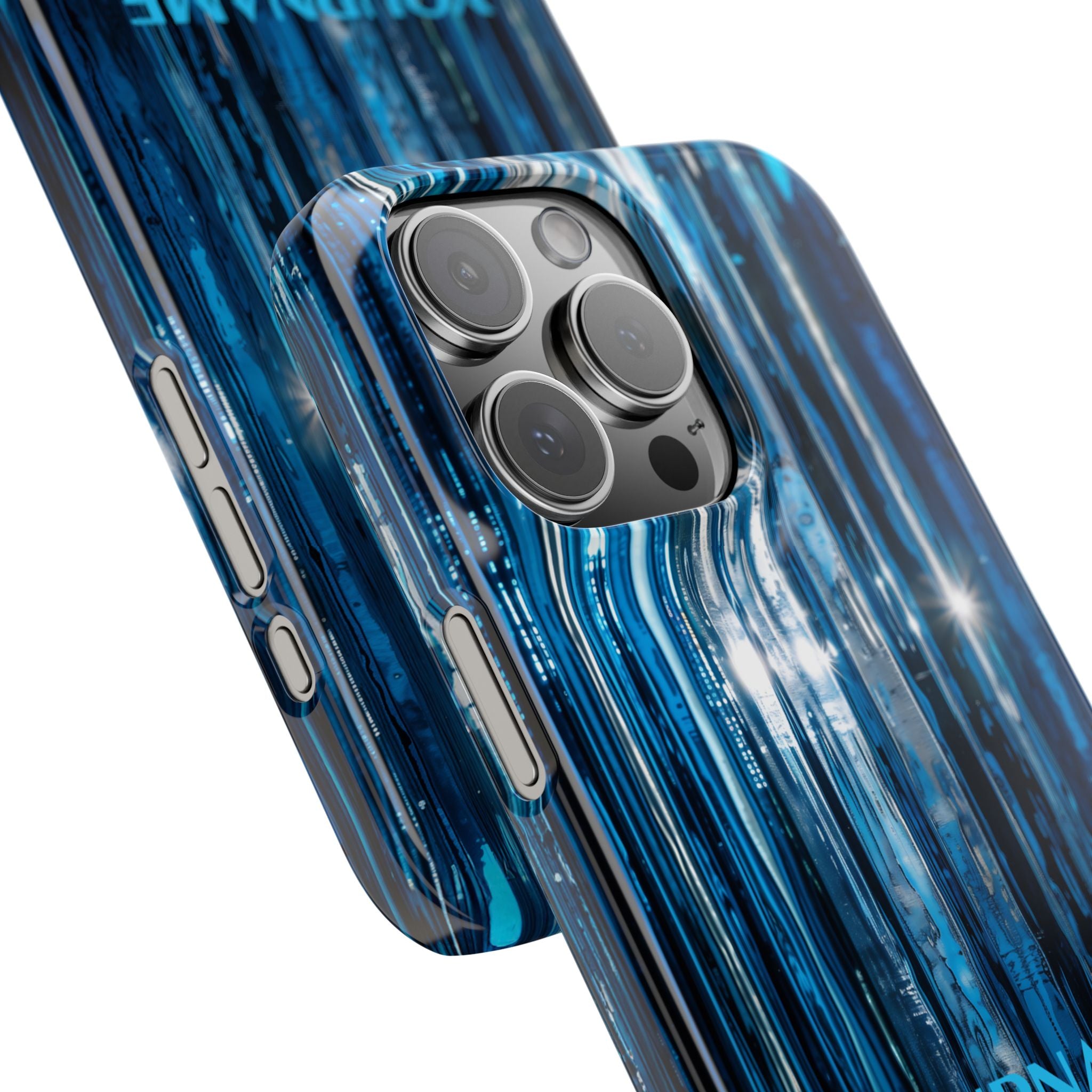 Blue Ribbed Art Glass Effect Slim iPhone Case - Personalized Phone case