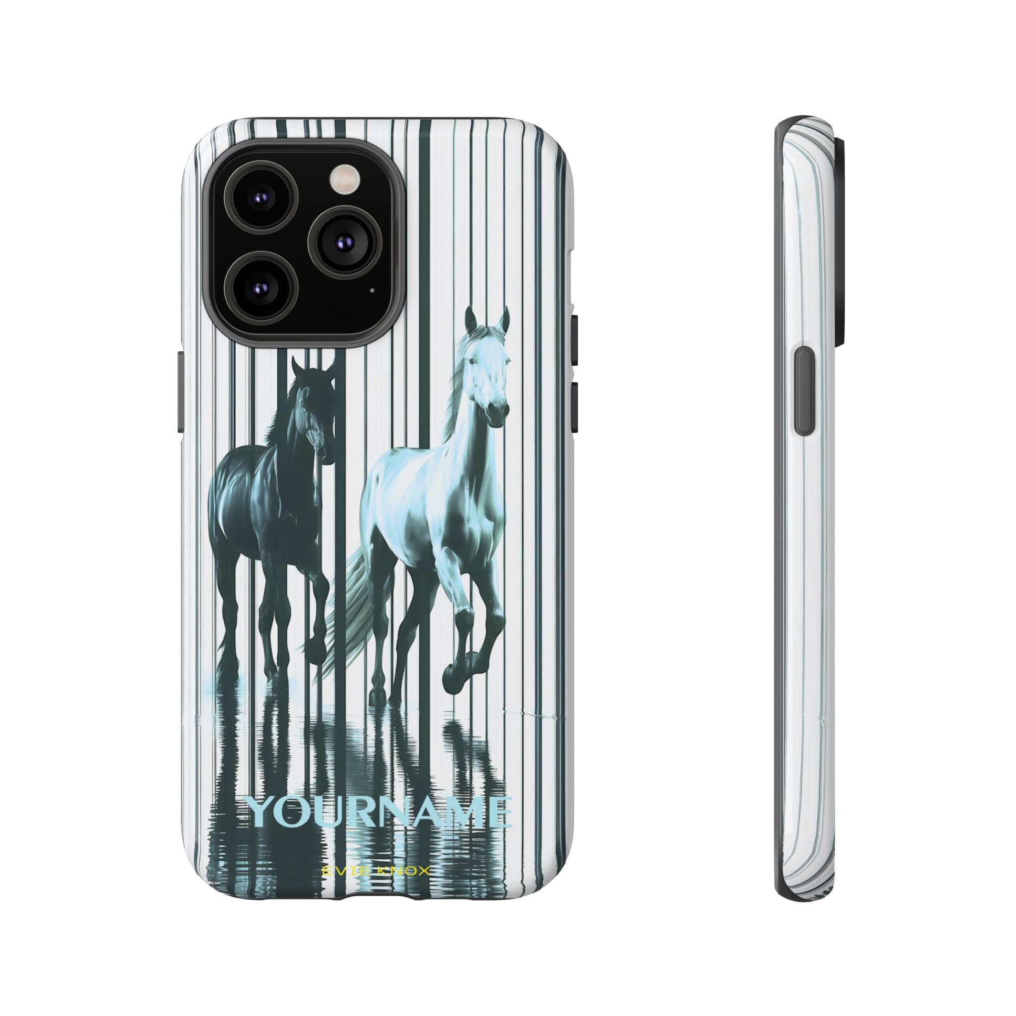 Stallion Mirage Tough iPhone Case – Galloping Horse Black & White Design