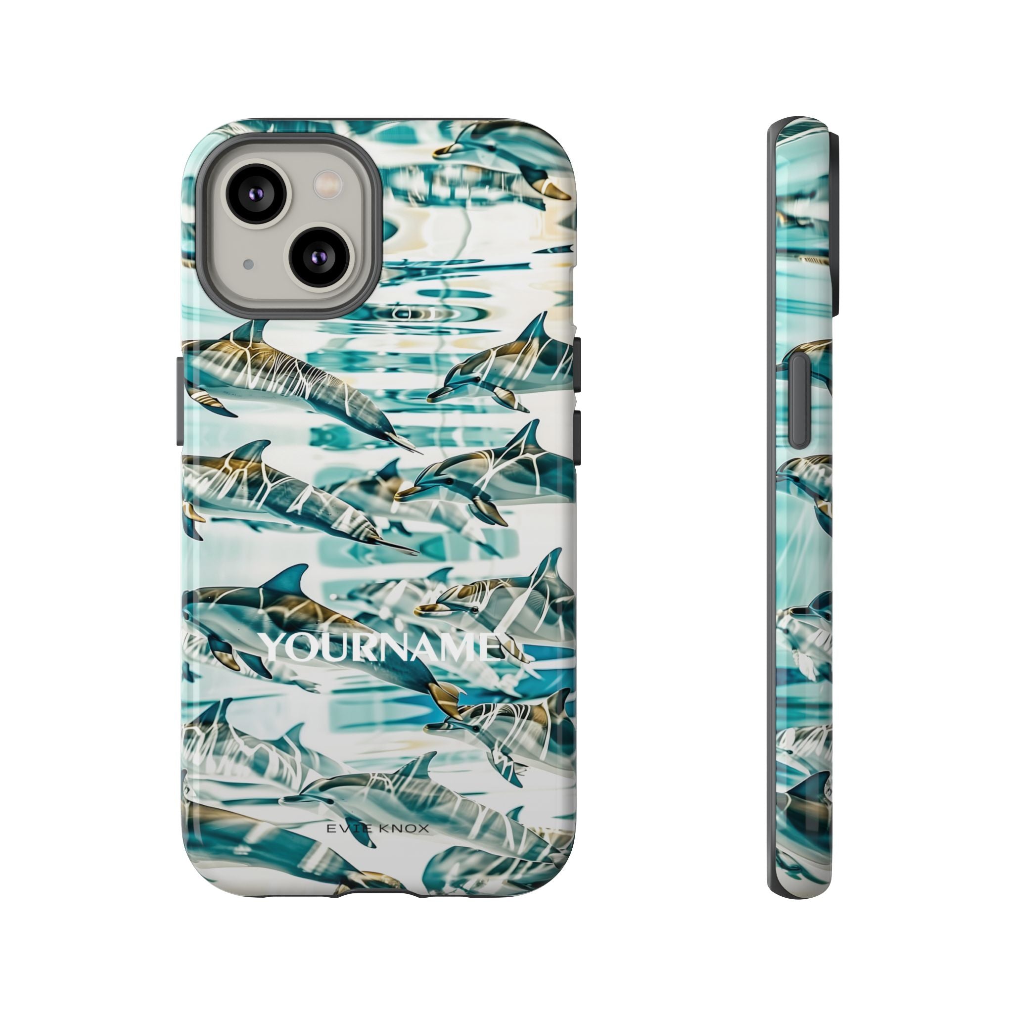 Dolphin Wave Tough Phone Case — Personalized Ocean Print