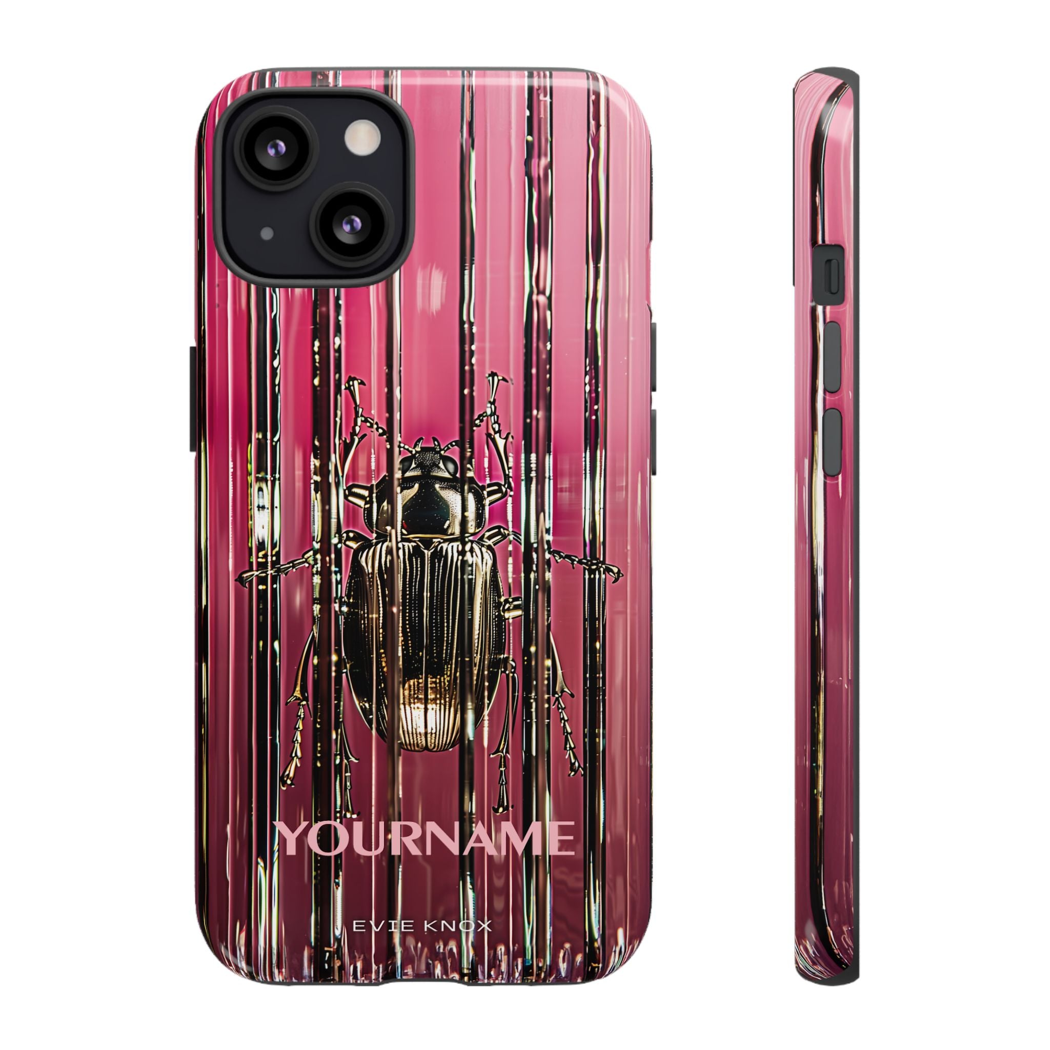 Pink Silver Beetle In Art Glass Tough iPhone Case
