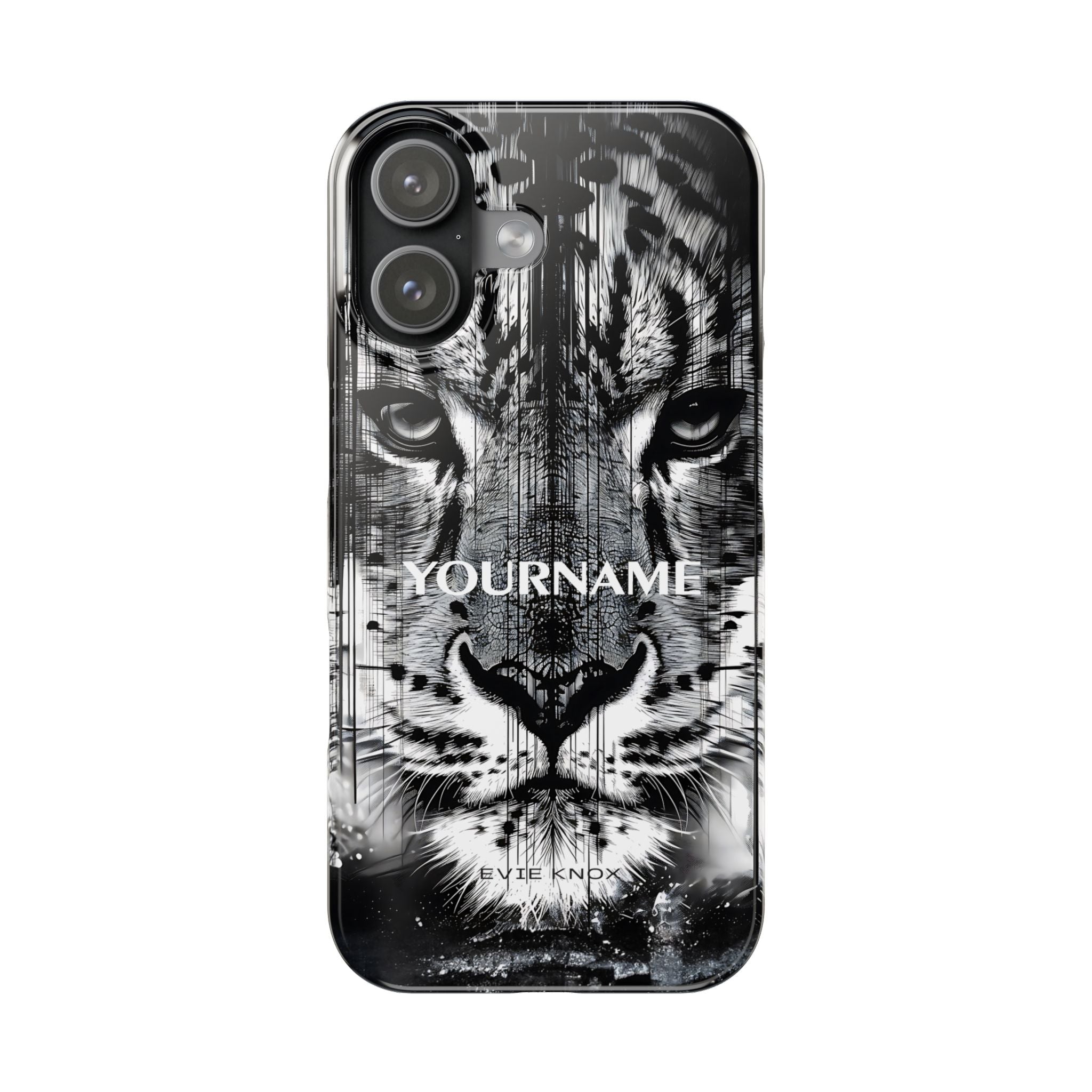 Siberian Tiger Face Slim iPhone Case — Black & White Protective Case