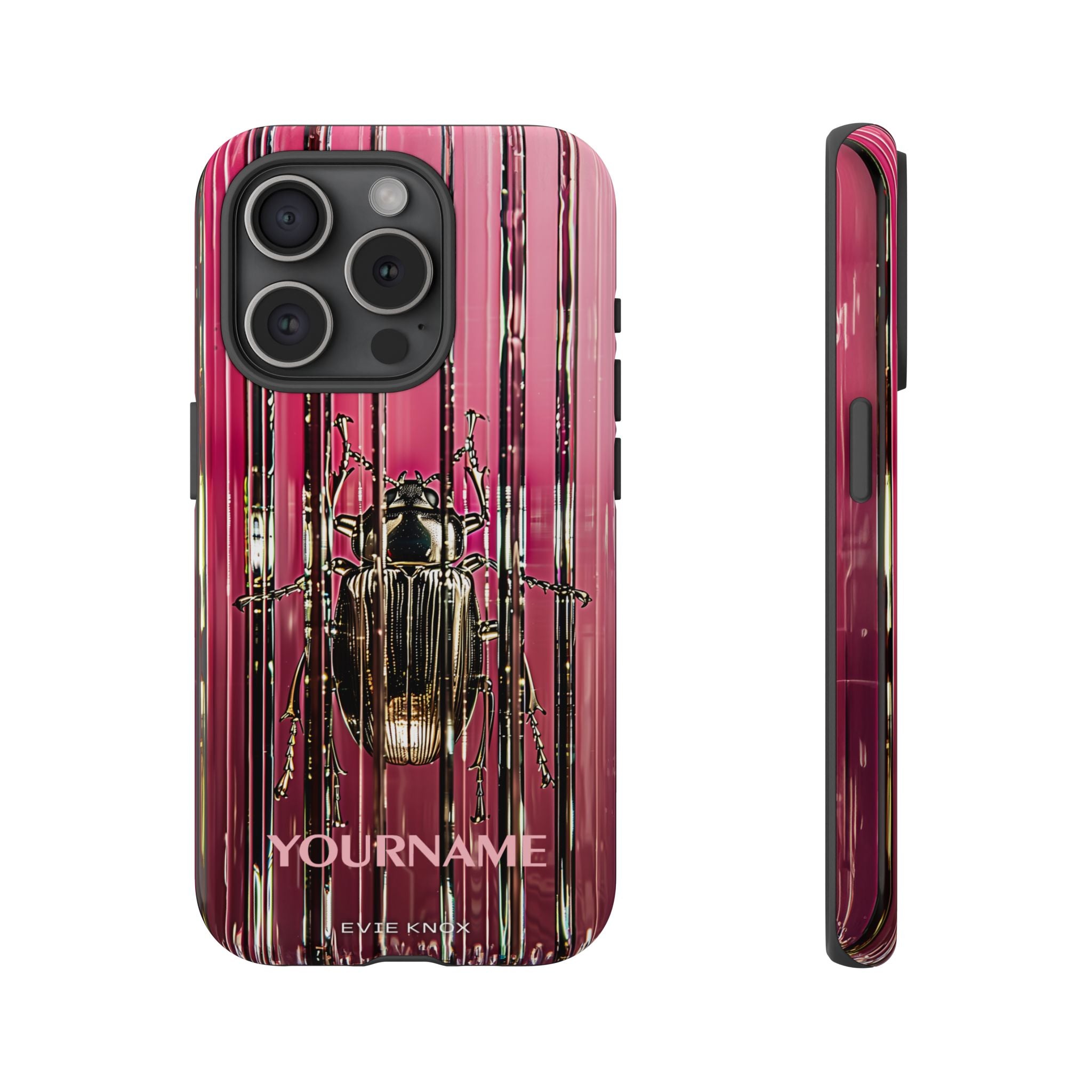 Pink Silver Beetle In Art Glass Tough iPhone Case
