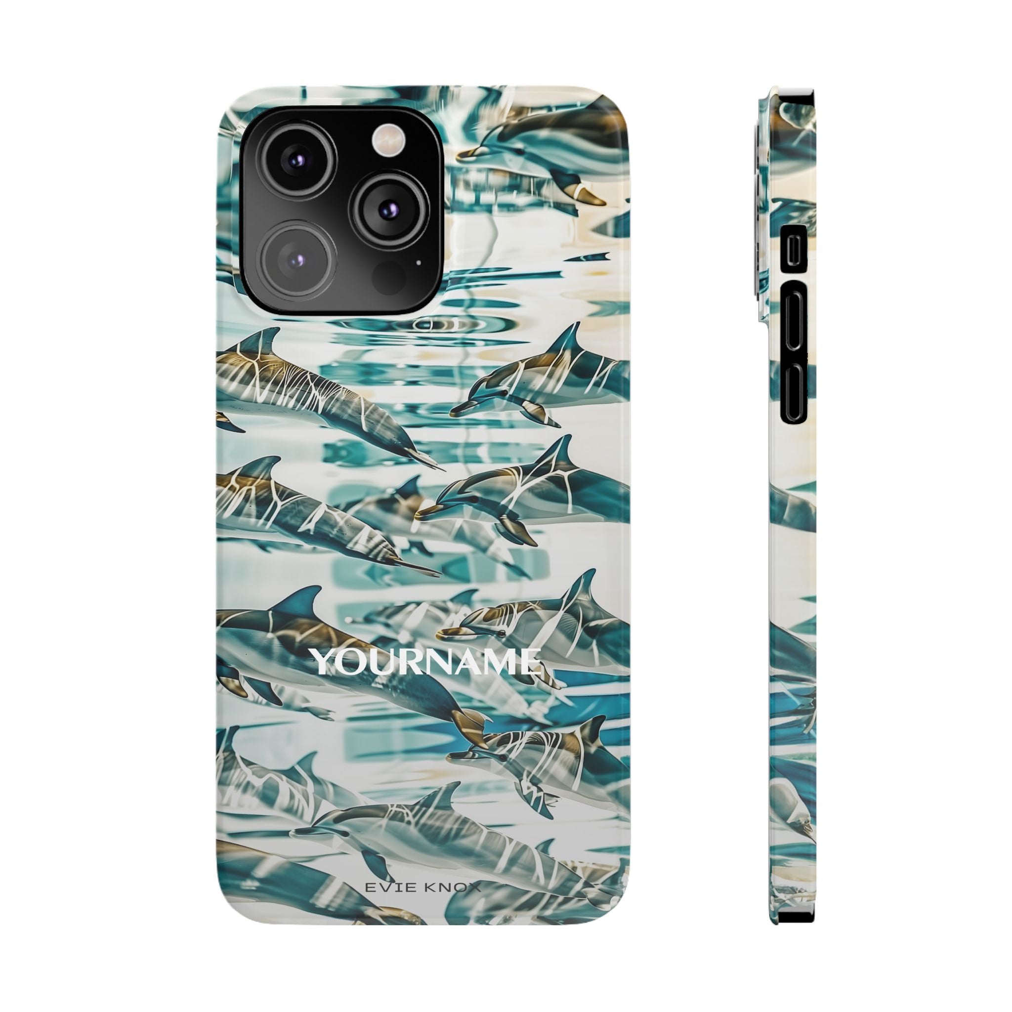 Dolphin Wave Slim Phone Case — Personalized Ocean Pattern