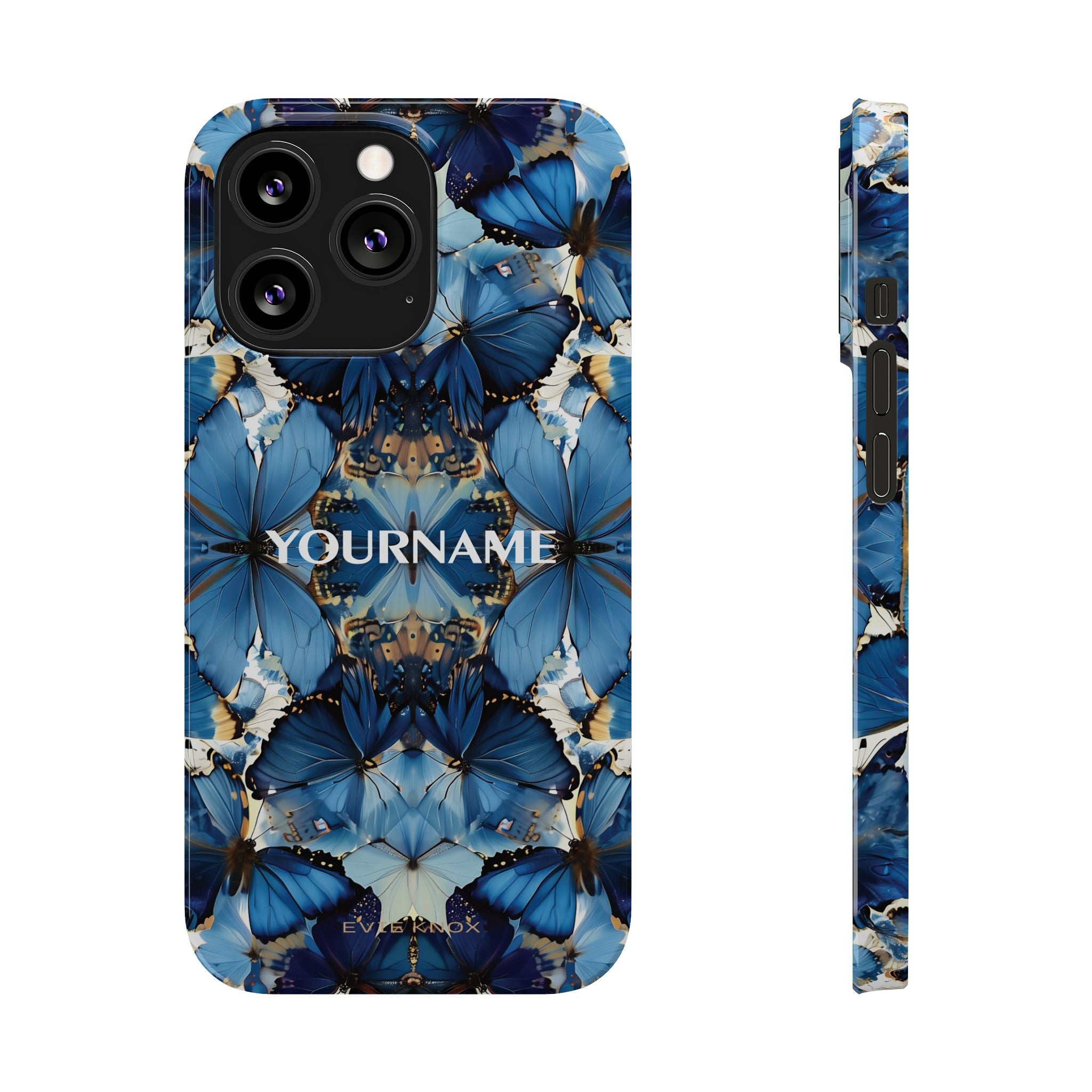 Blue Butterfly Kaleidoscope Slim Case — Protective Symmetry Pattern Phone Cover