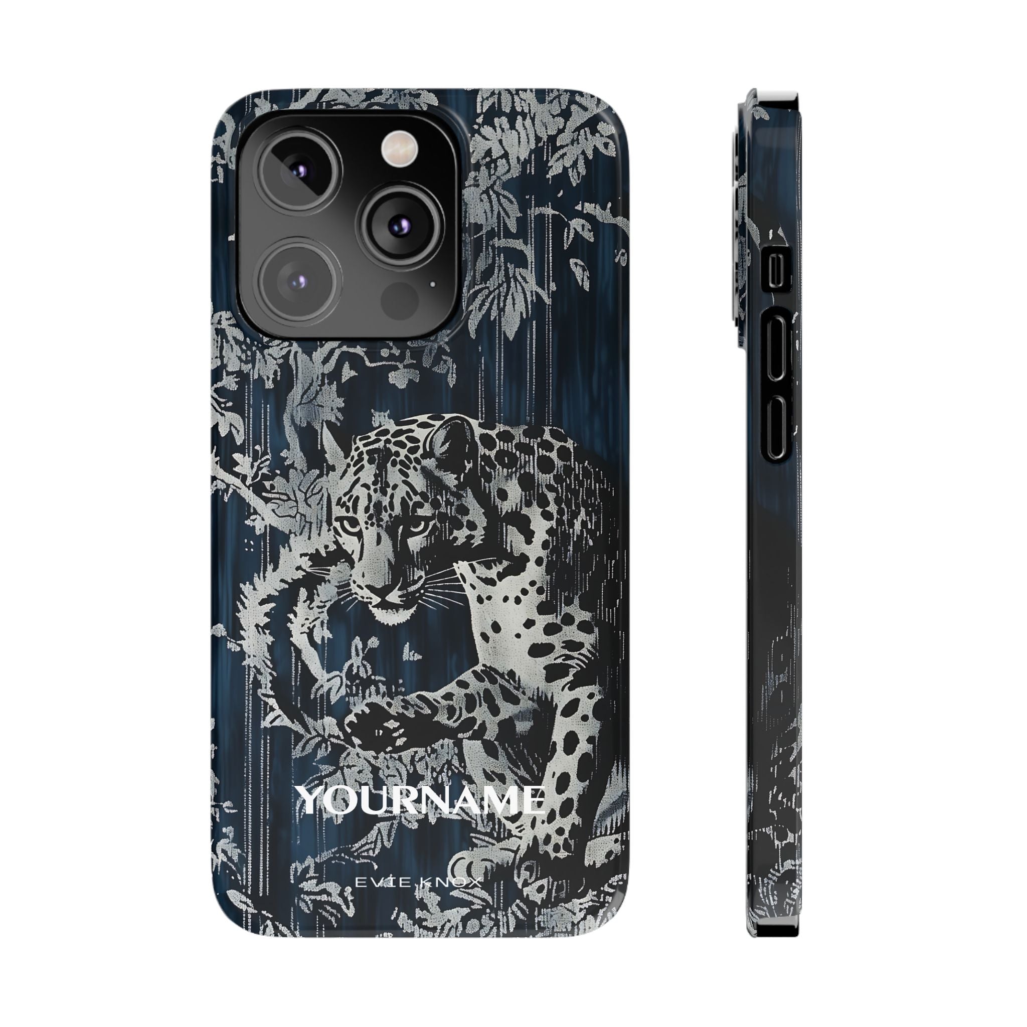 Indigo Leopard Slim Phone Case — Night Jungle Panther Design
