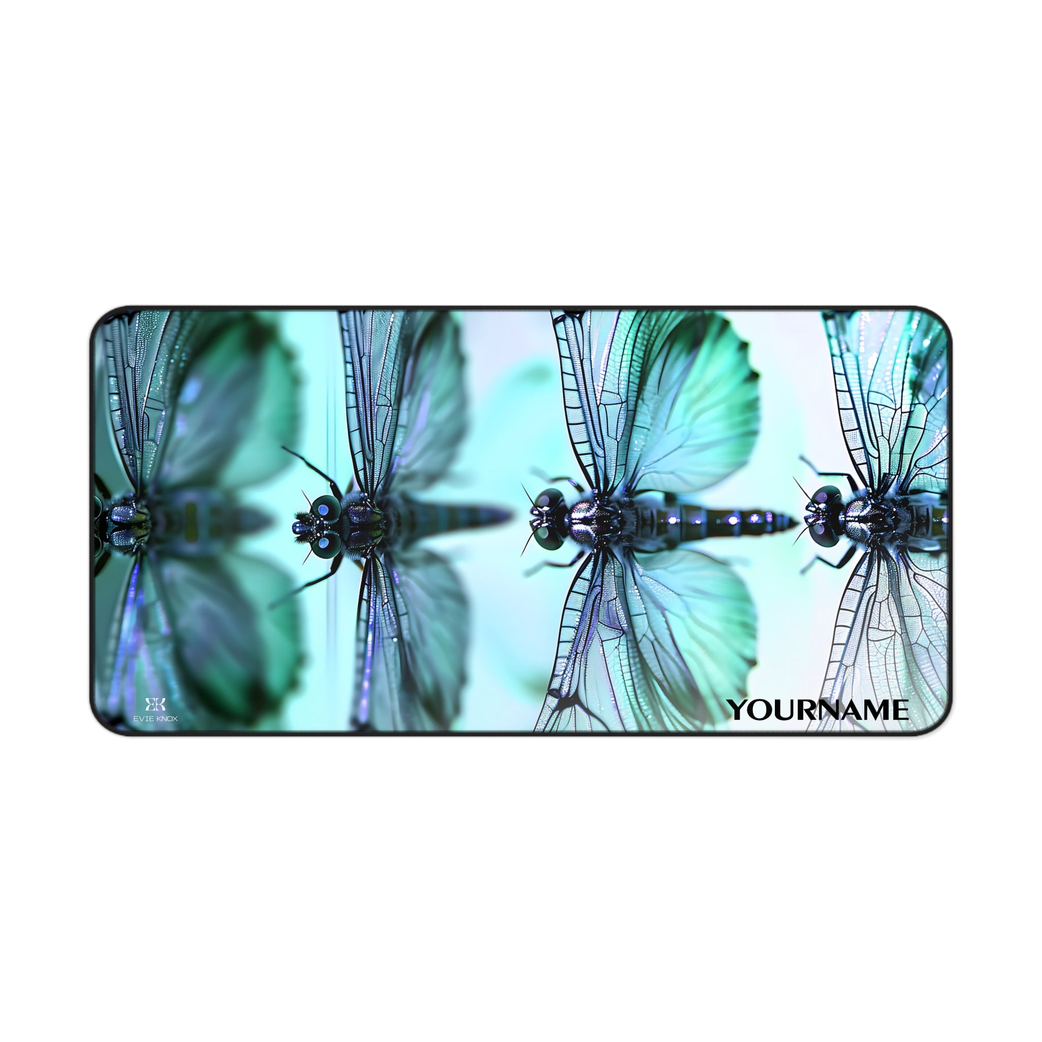 Cool Dragonfly Desk Mat — Teal Insect Art Mouse Pad for Home Office