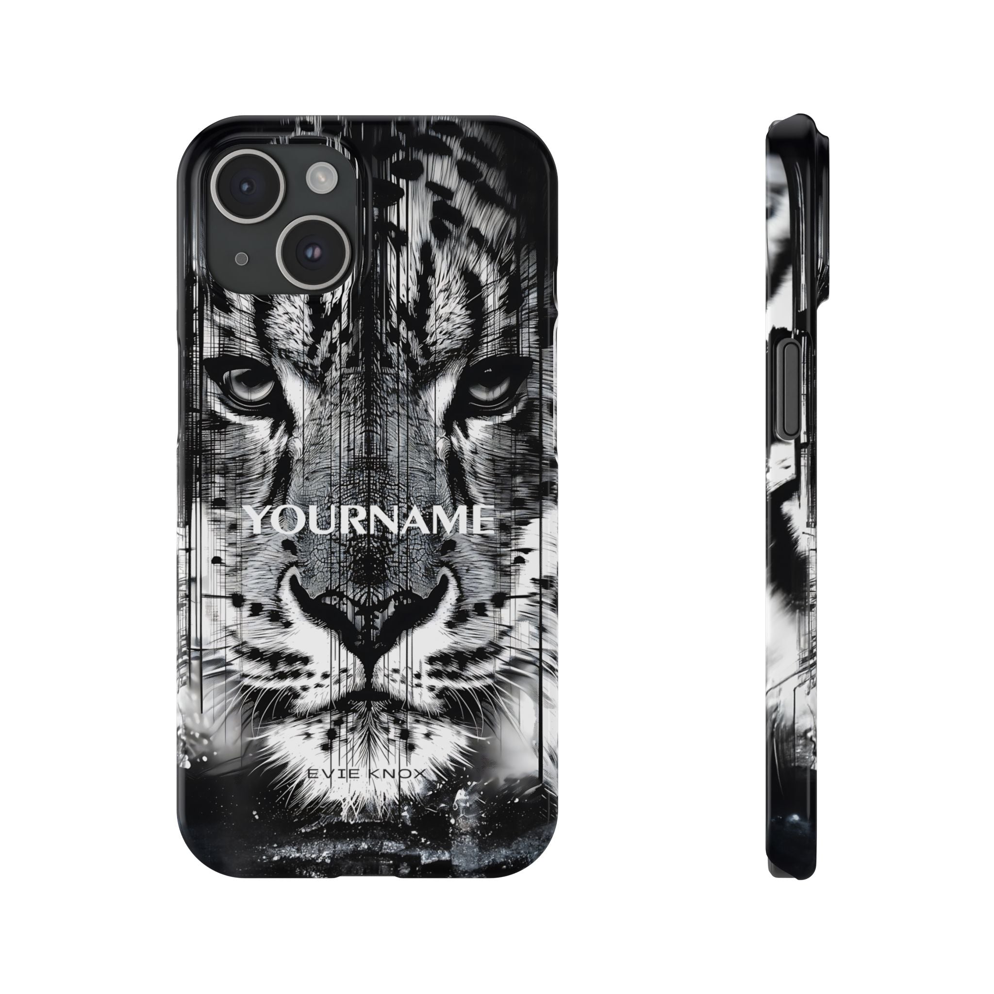 Siberian Tiger Face Slim iPhone Case — Black & White Protective Case