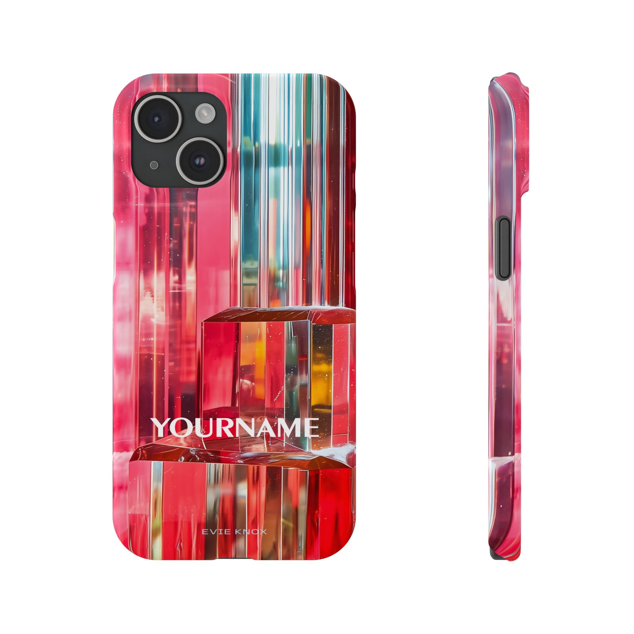 Abstract Prism Slim Phone Case — Red Geometric Crystal Design