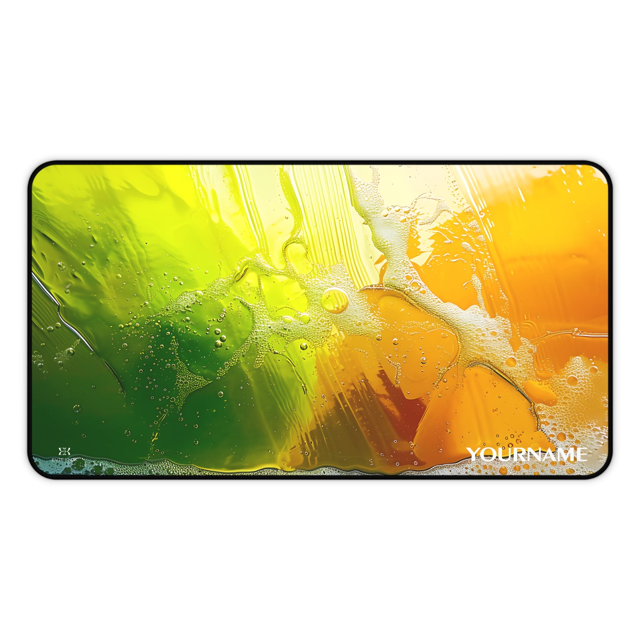 Translucent Summer Soap Desk Mat — Vibrant Green & Orange Mouse Pad
