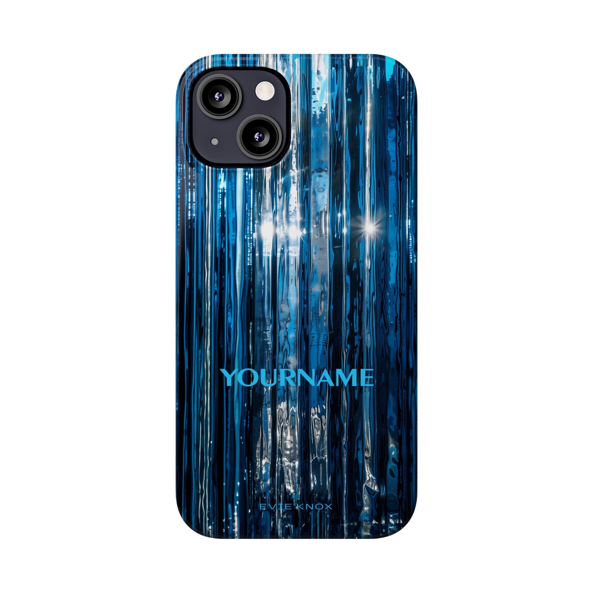 Blue Ribbed Art Glass Effect Slim iPhone Case - Personalized Phone case