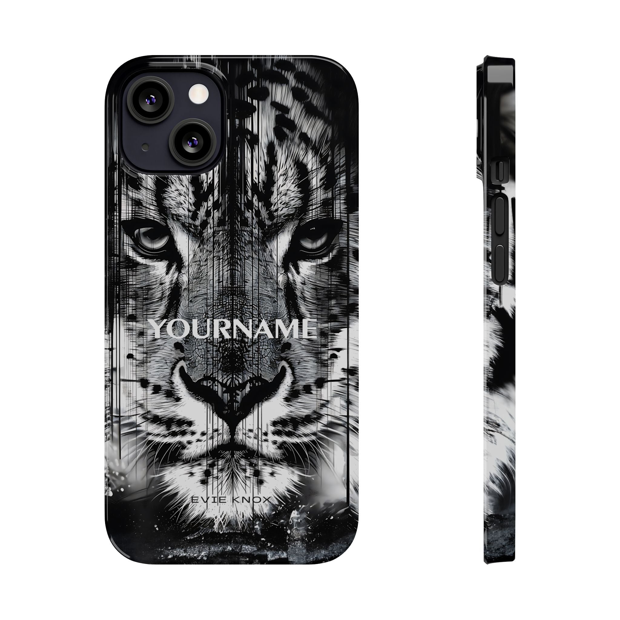 Siberian Tiger Face Slim iPhone Case — Black & White Protective Case