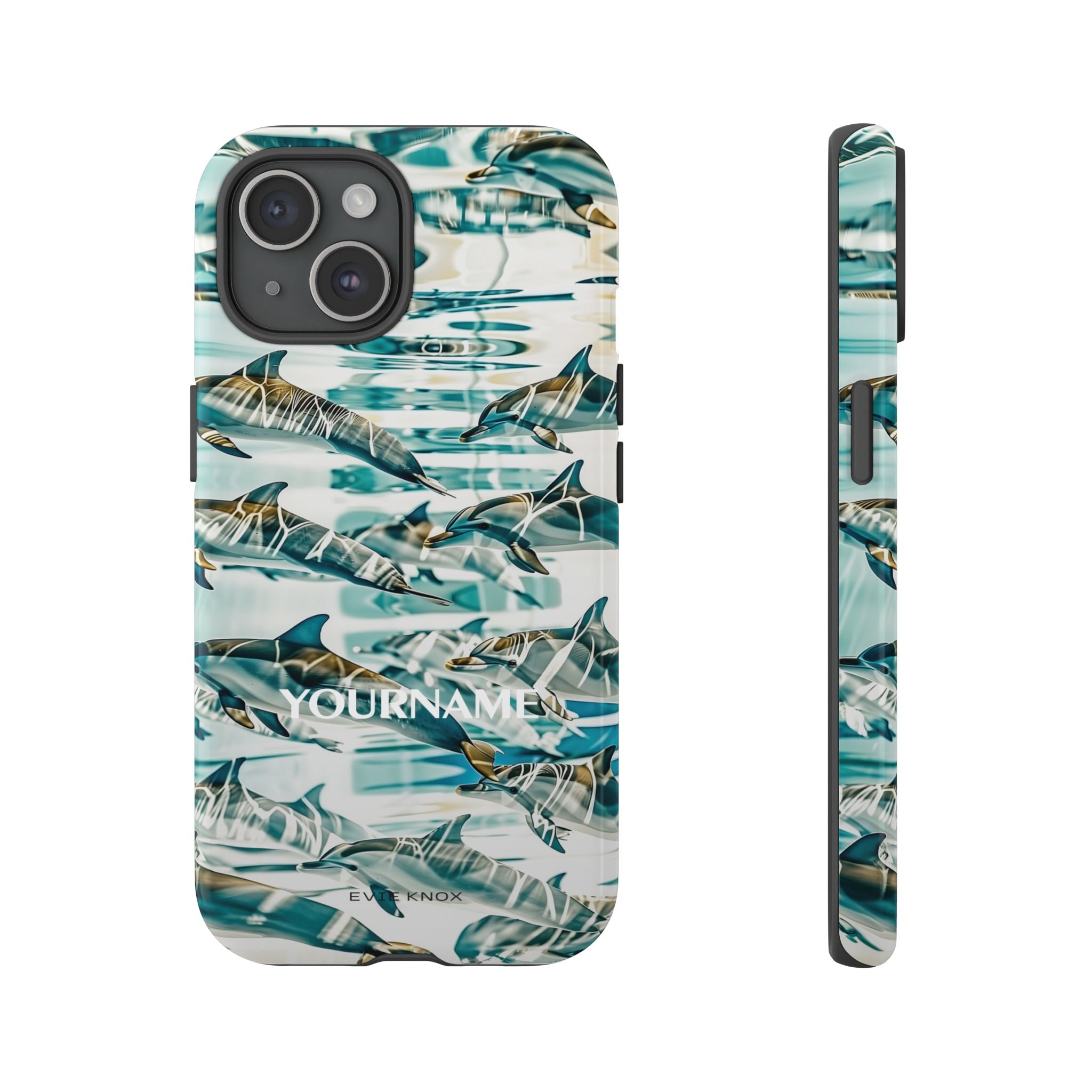 Dolphin Wave Tough Phone Case — Personalized Ocean Print