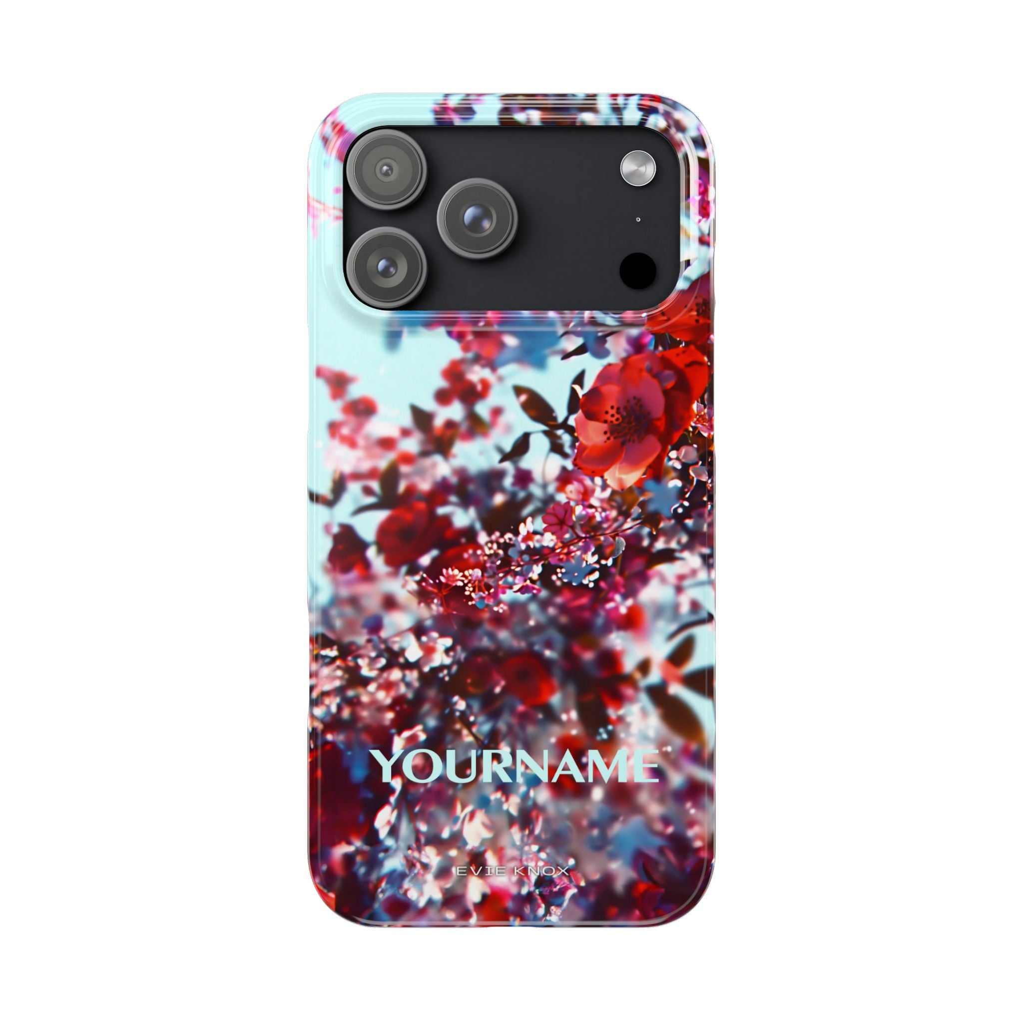 Red Cherry Blossom Floral Slim iPhone Case