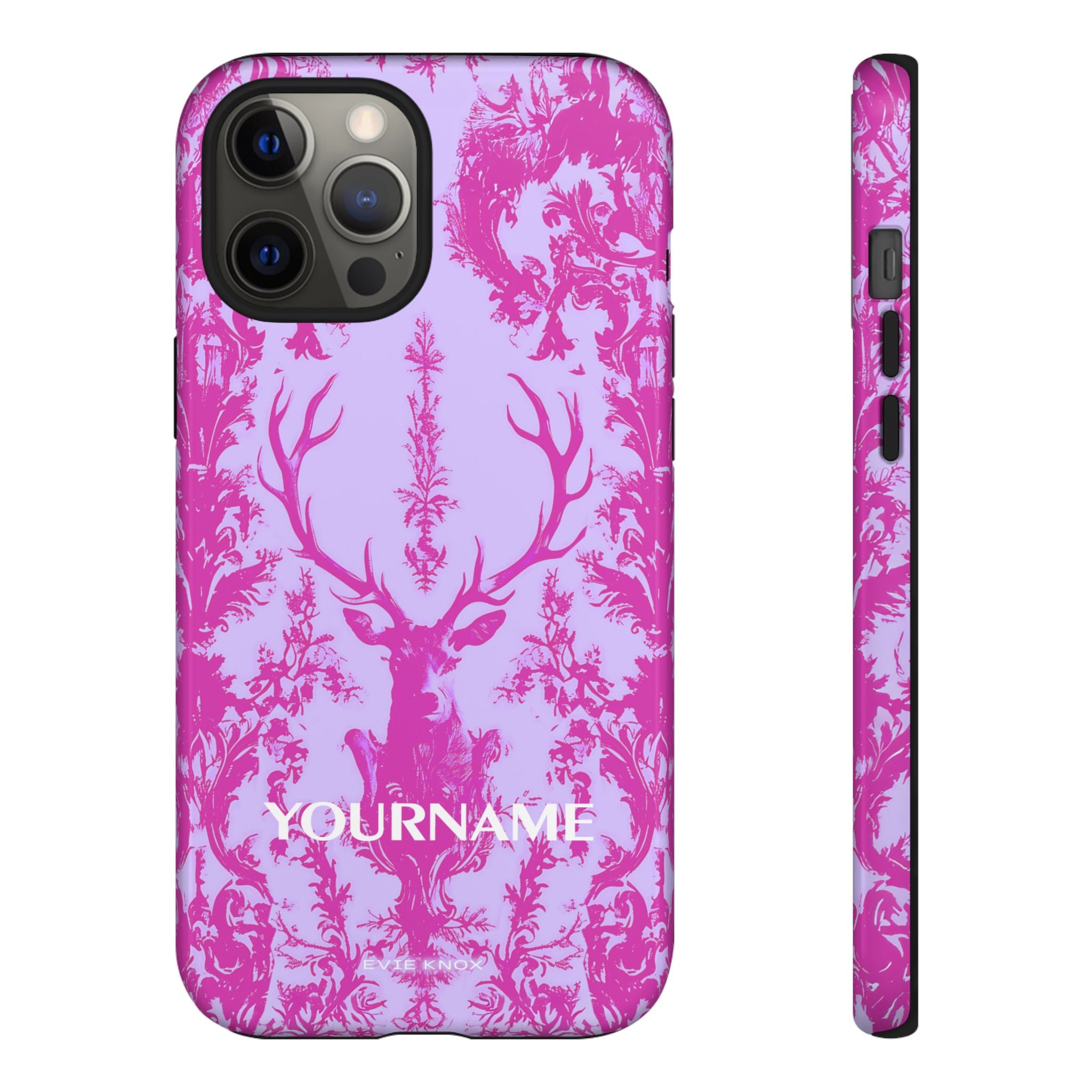 Pink Baroque Deer Tough iPhone Case — Floral Antler Pattern