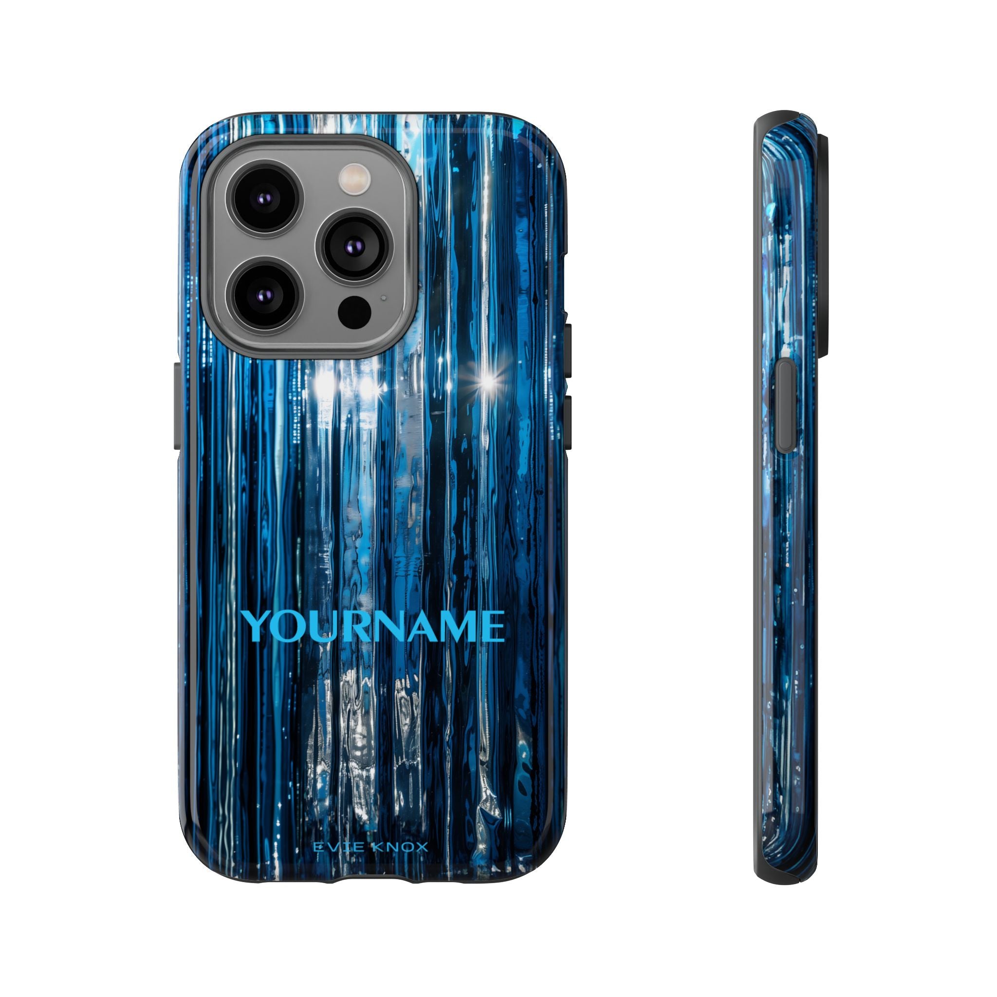 Blue Ribbed Art Glass Effect Tough iPhone Case - Personalized Phone case