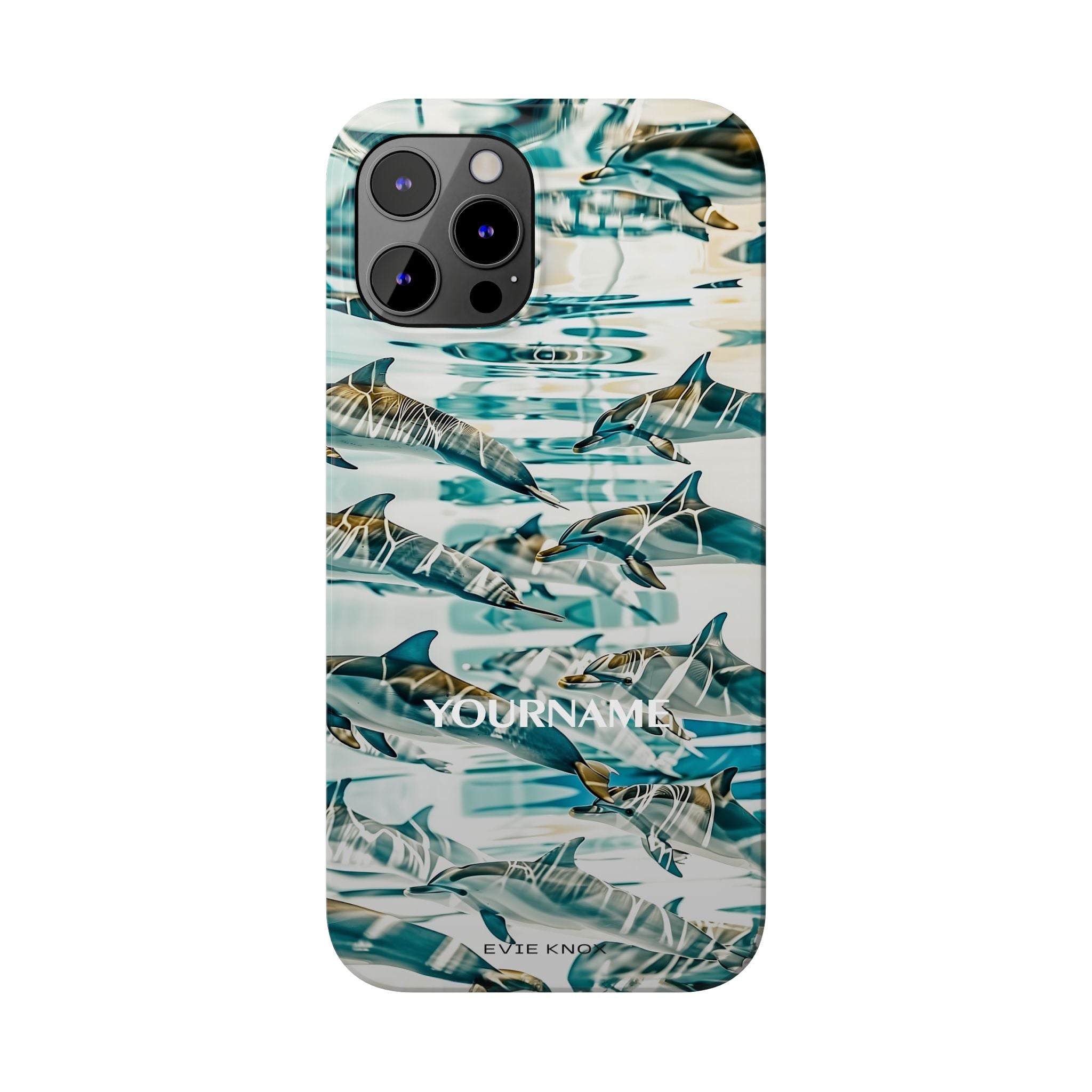 Dolphin Wave Slim Phone Case — Personalized Ocean Pattern