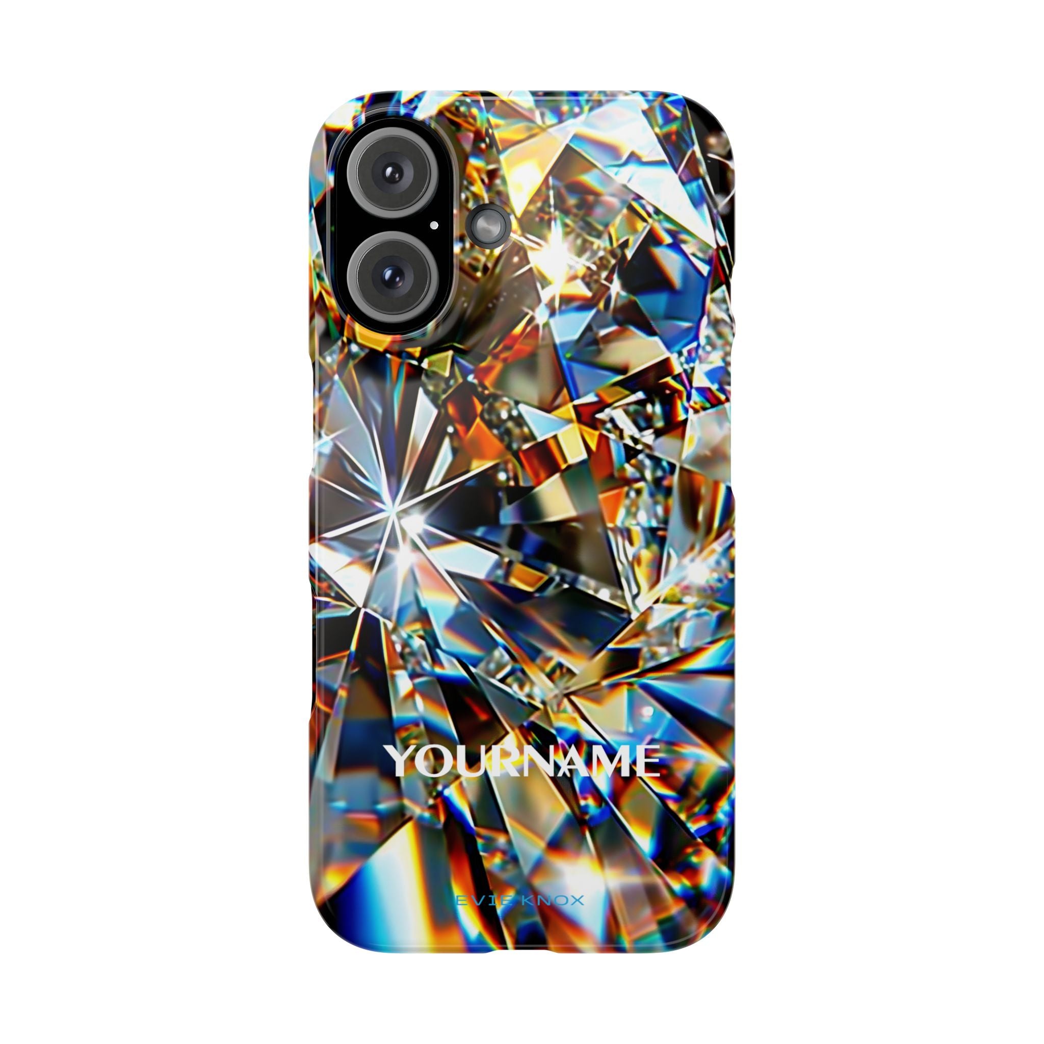 Crystal Facet Slim Phone Case — Iridescent Diamond Pattern