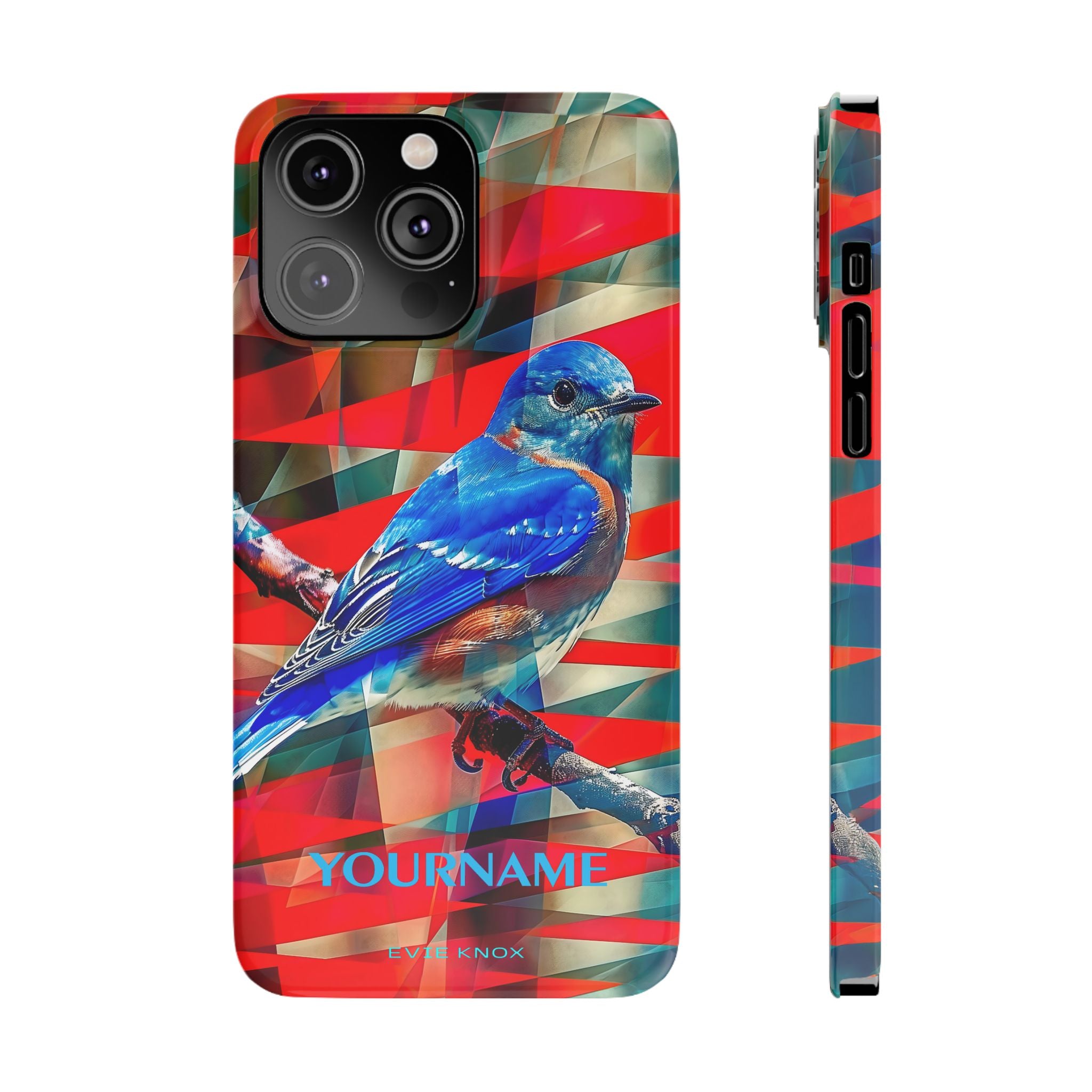 Bluebird Slim Phone Case — Vibrant Geometric Nature Design