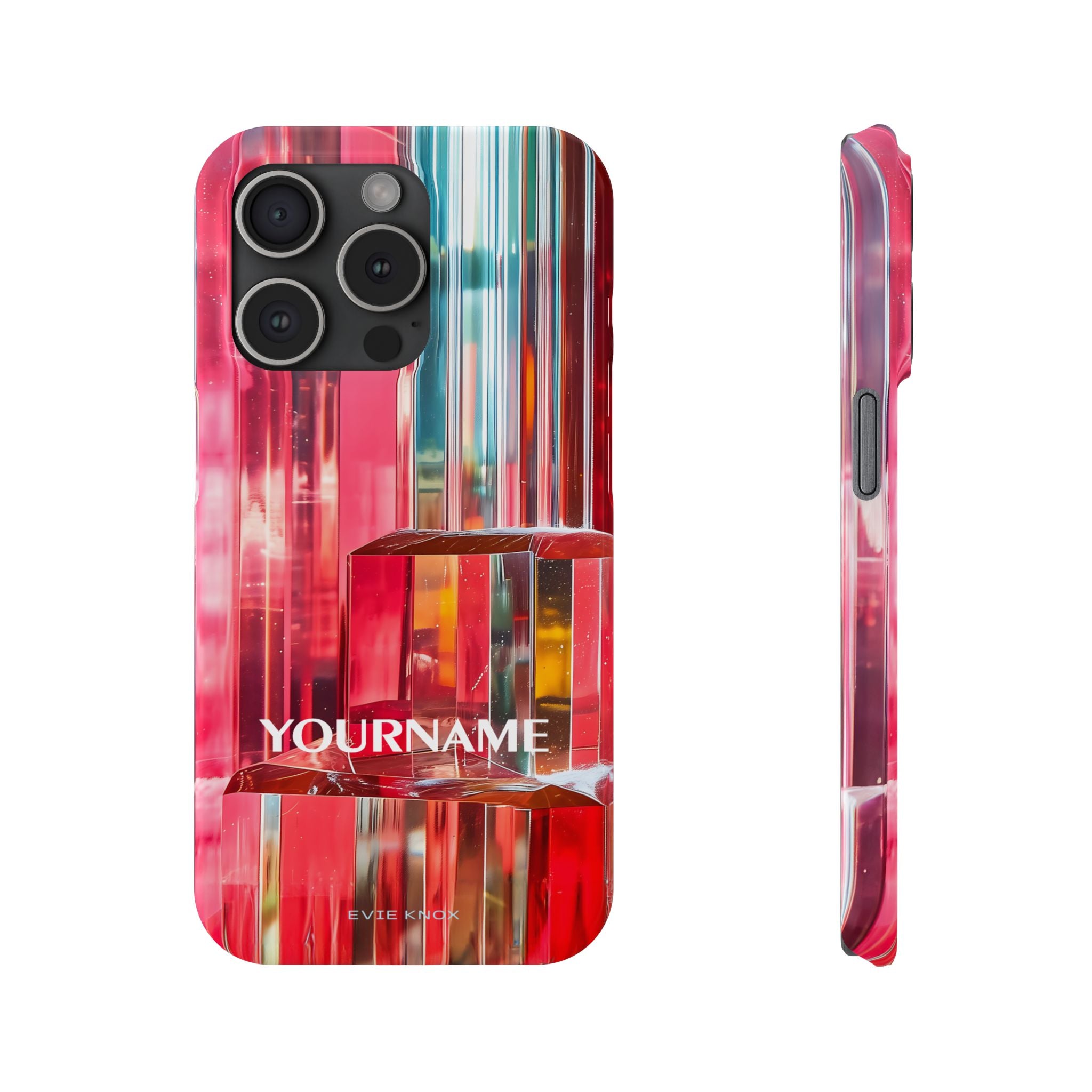 Abstract Prism Slim Phone Case — Red Geometric Crystal Design