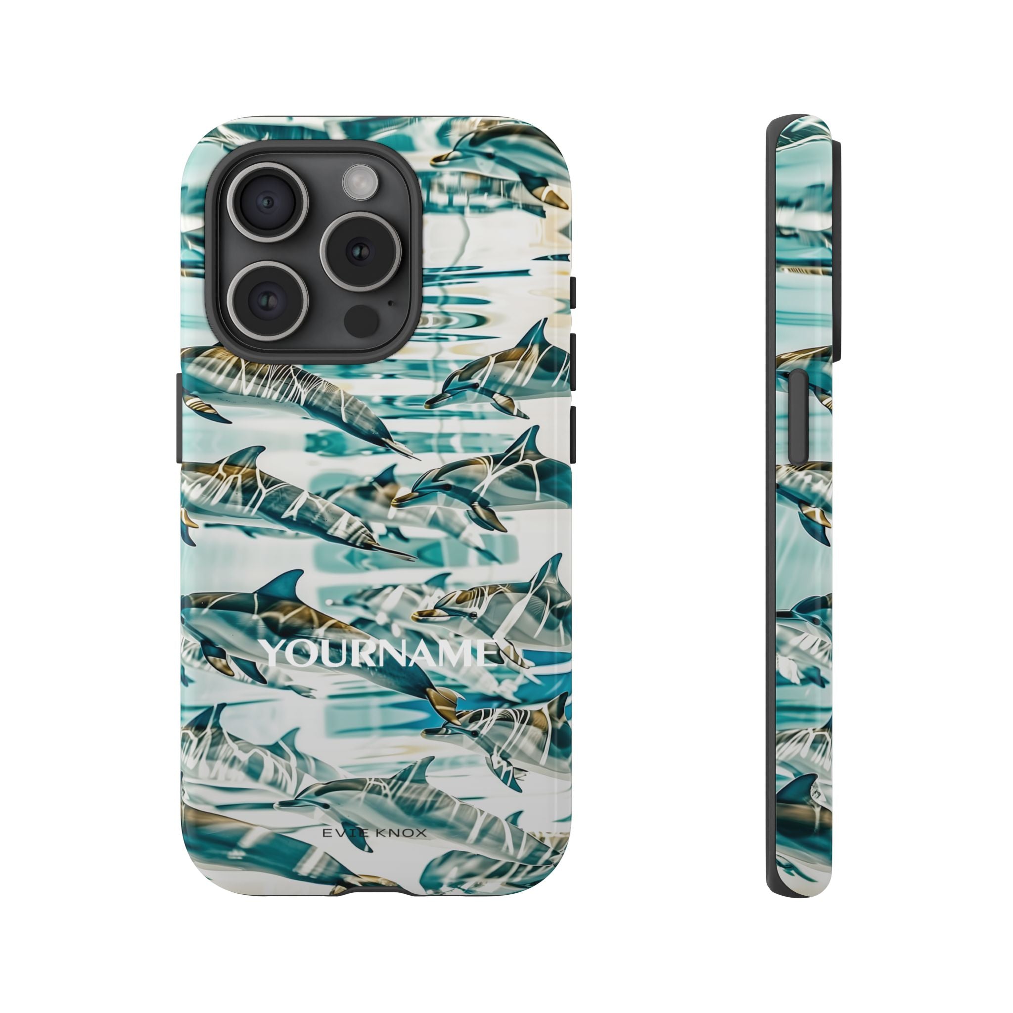 Dolphin Wave Tough Phone Case — Personalized Ocean Print