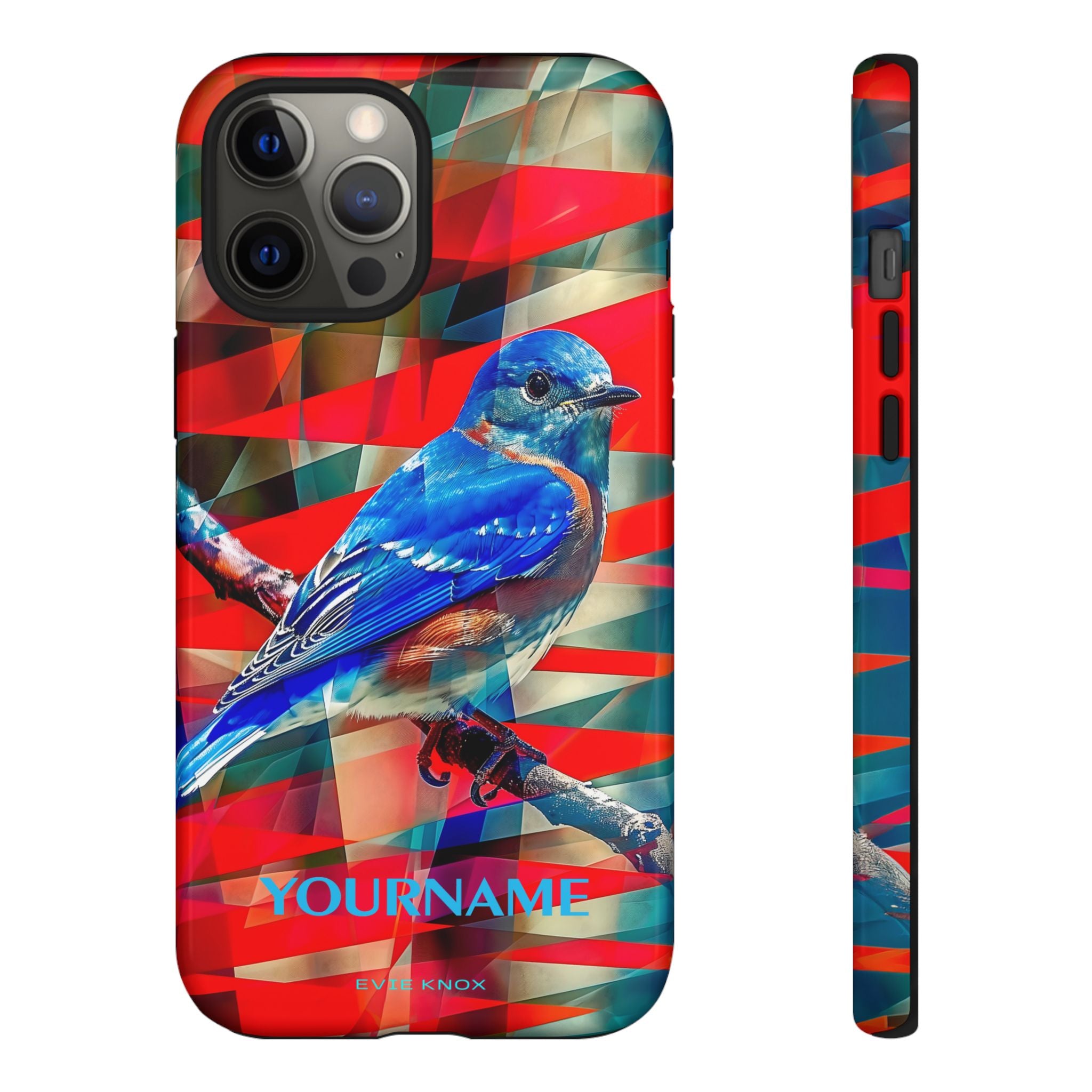 Bluebird Tough Phone Case — Vibrant Geometric Nature Design