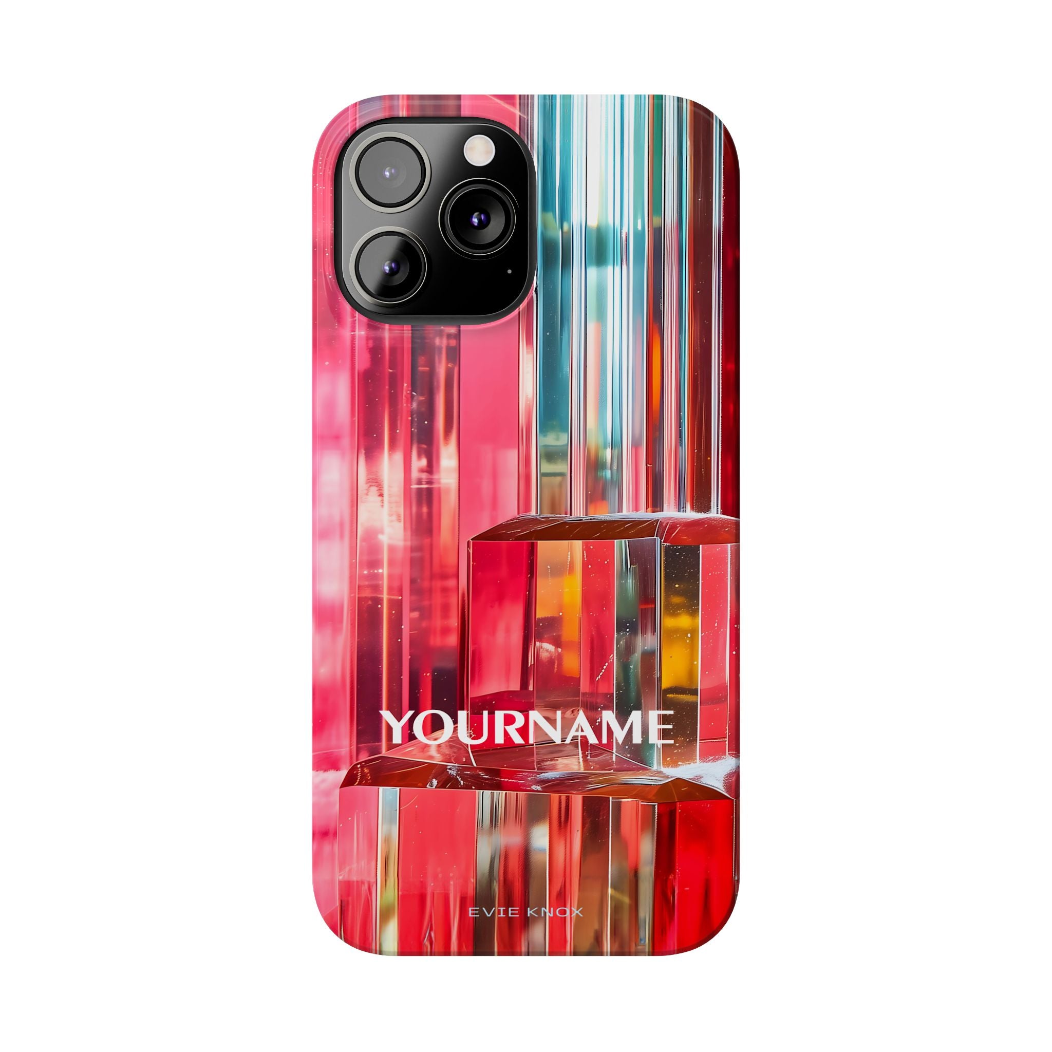 Abstract Prism Slim Phone Case — Red Geometric Crystal Design
