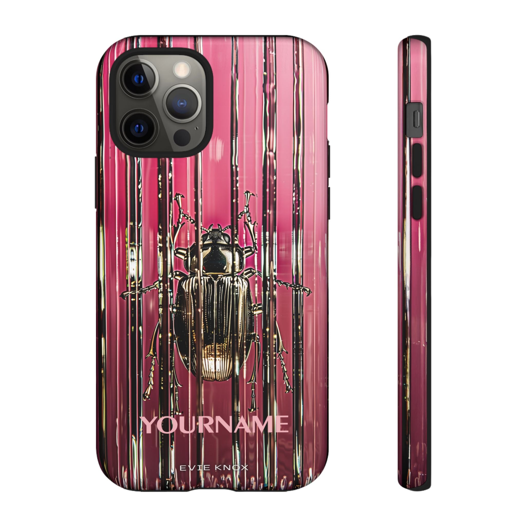 Pink Silver Beetle In Art Glass Tough iPhone Case
