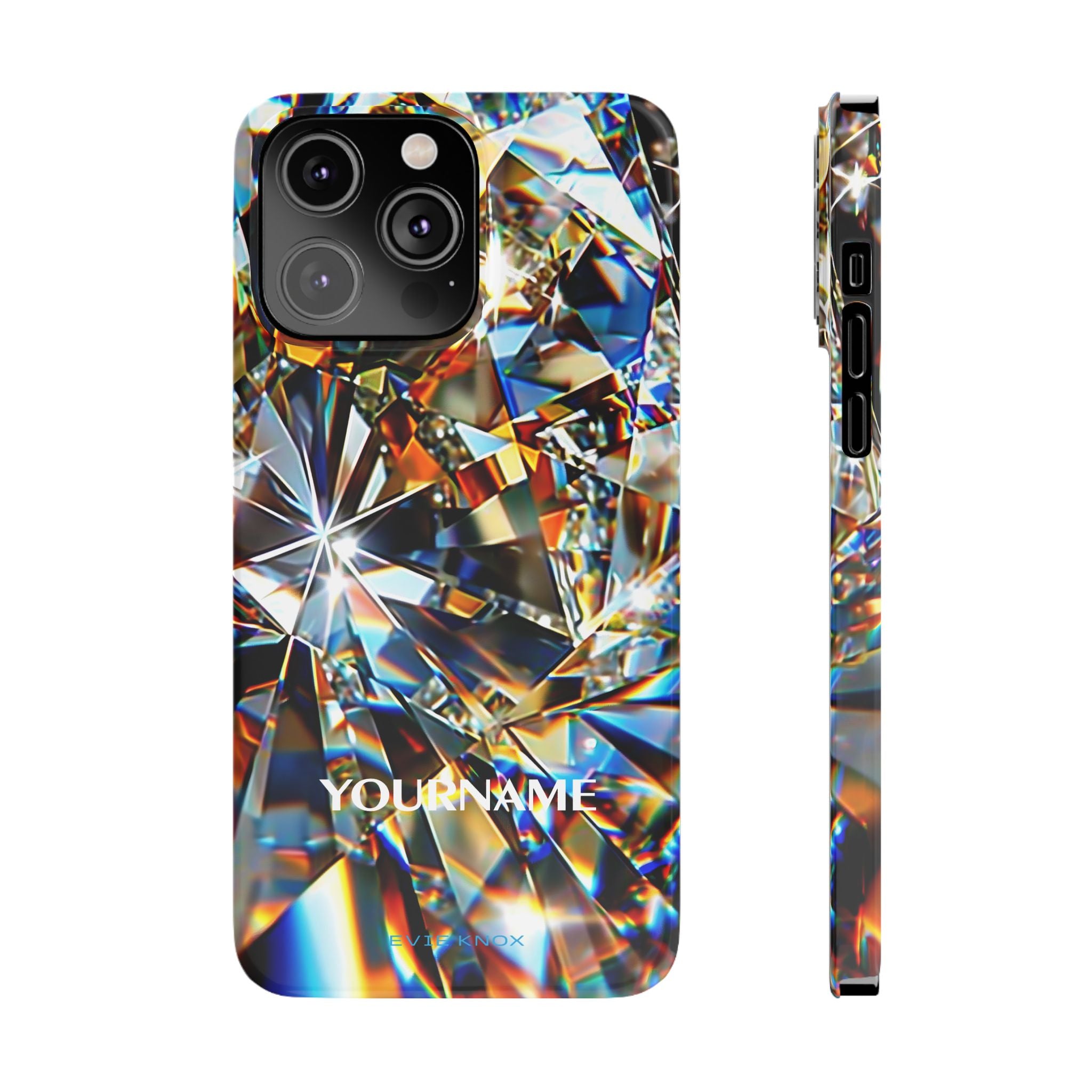 Crystal Facet Slim Phone Case — Iridescent Diamond Pattern