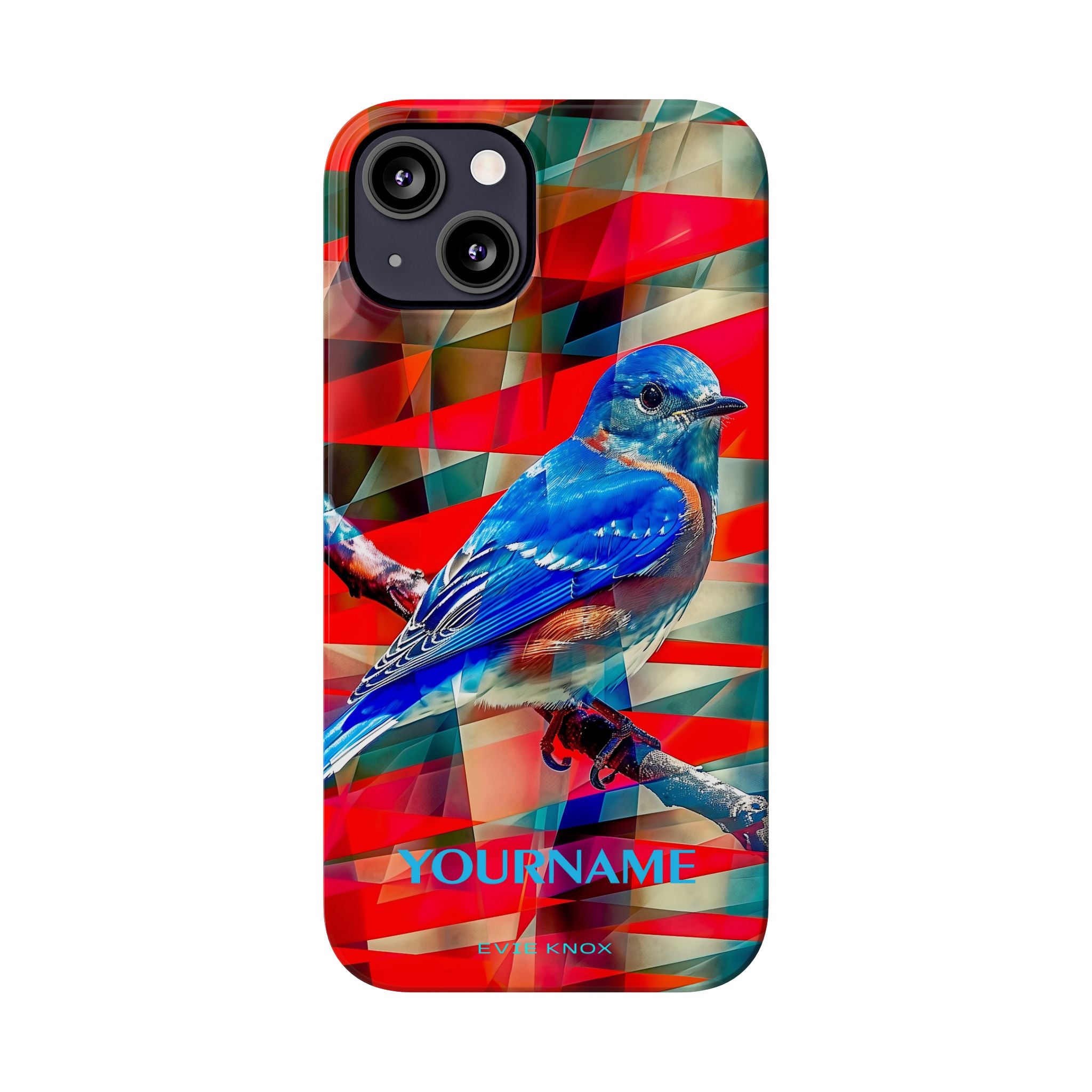 Bluebird Slim Phone Case — Vibrant Geometric Nature Design