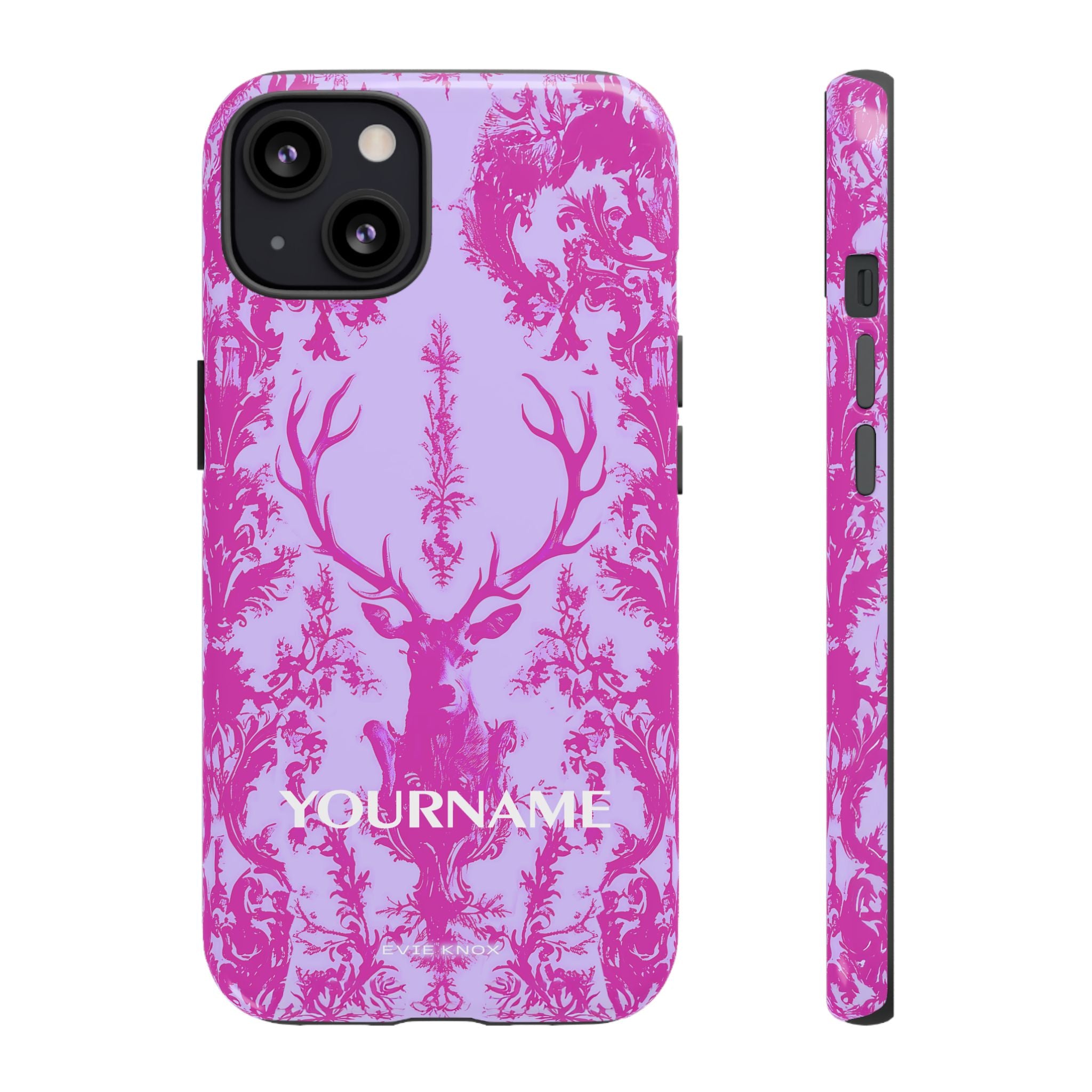 Pink Baroque Deer Tough iPhone Case — Floral Antler Pattern