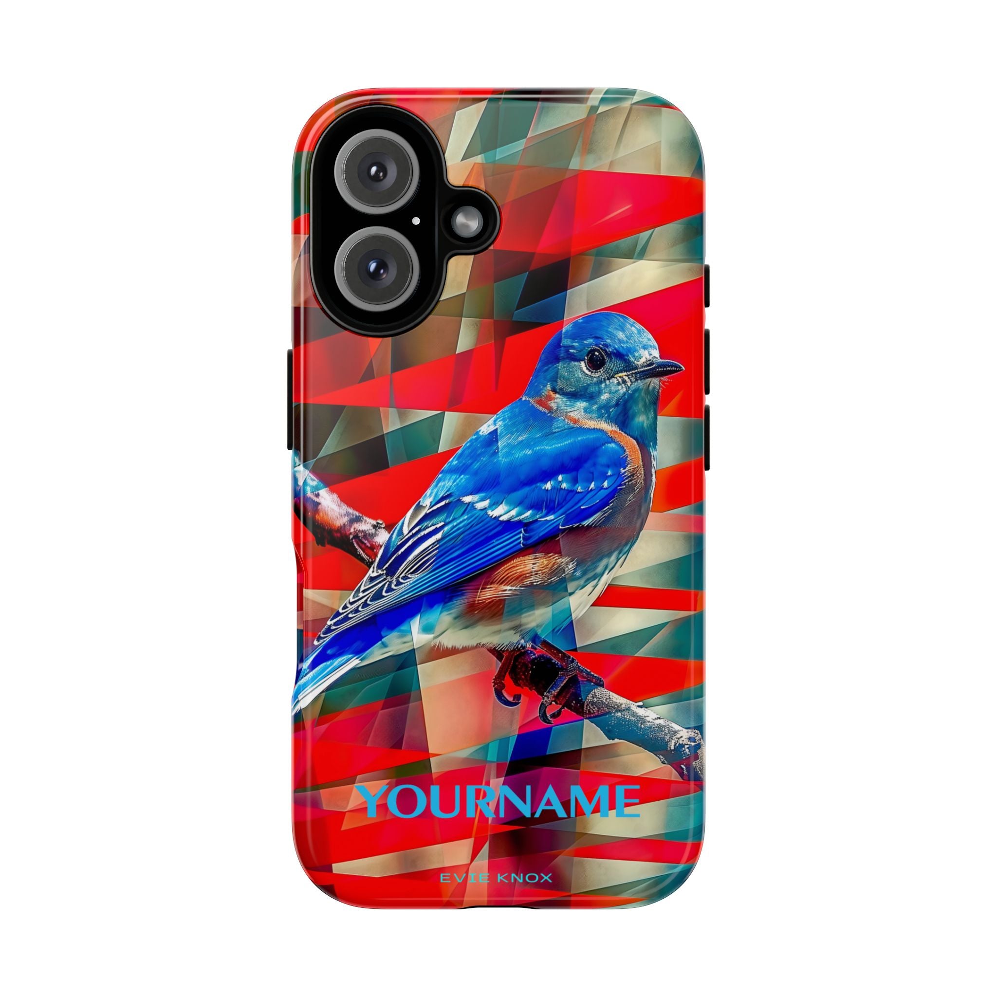 Bluebird Tough Phone Case — Vibrant Geometric Nature Design