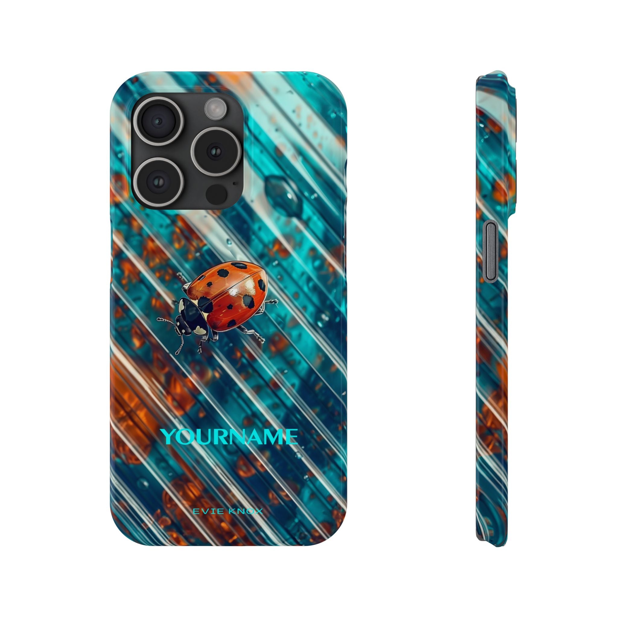 Little Lady Ladybug on Blue Protective Slim Phone Case